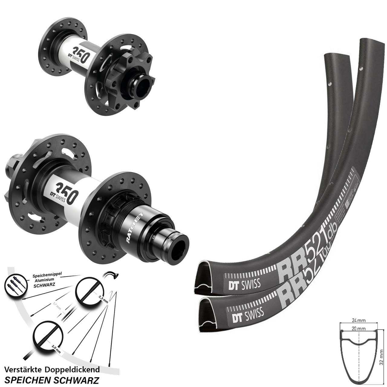 6-Loch Laufradsatz 28 Zoll DT Swiss RR521 350 SRAM XD 15x100 12x142