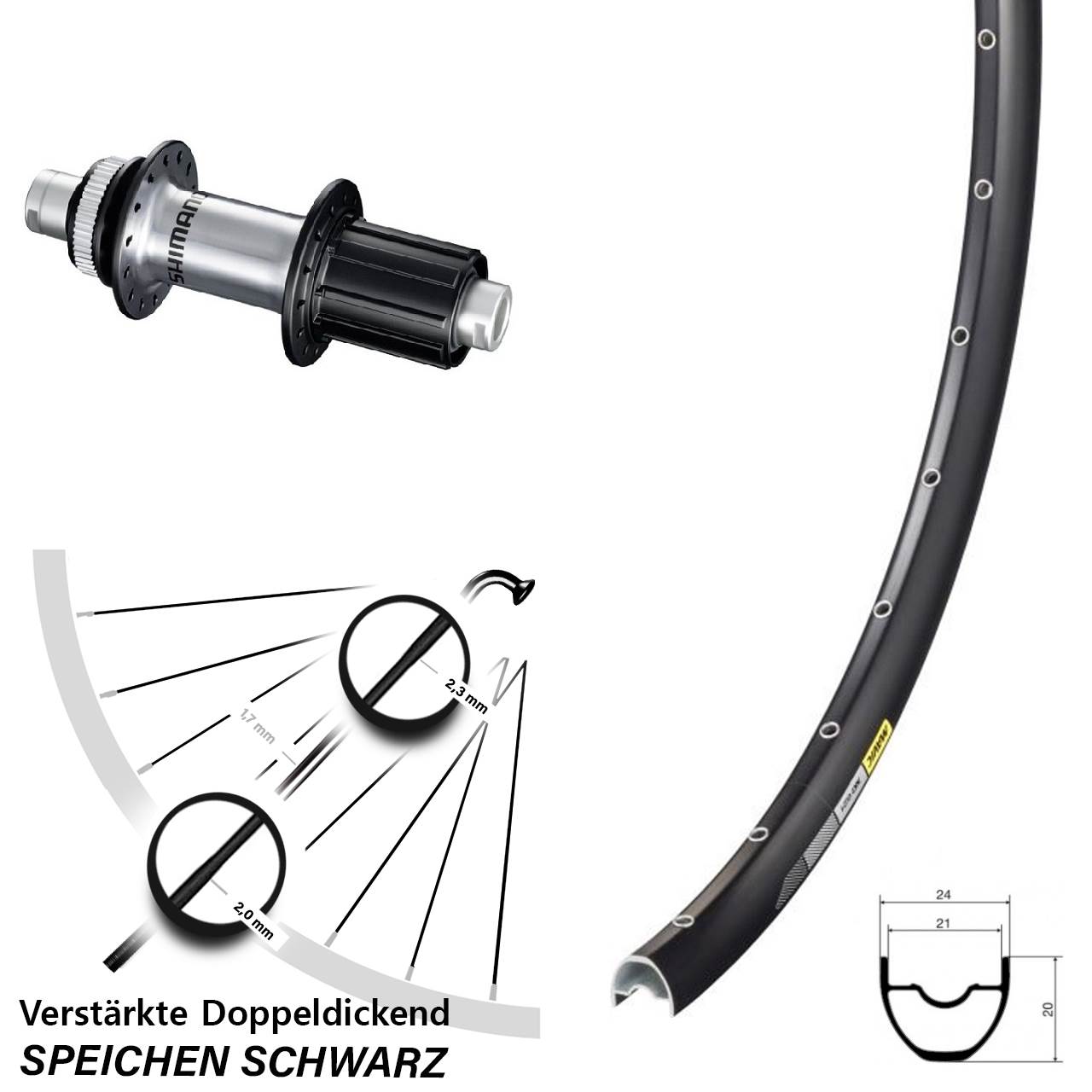 Hinterrad 29 Zoll Mavic XC621 Shimano FH-RS770