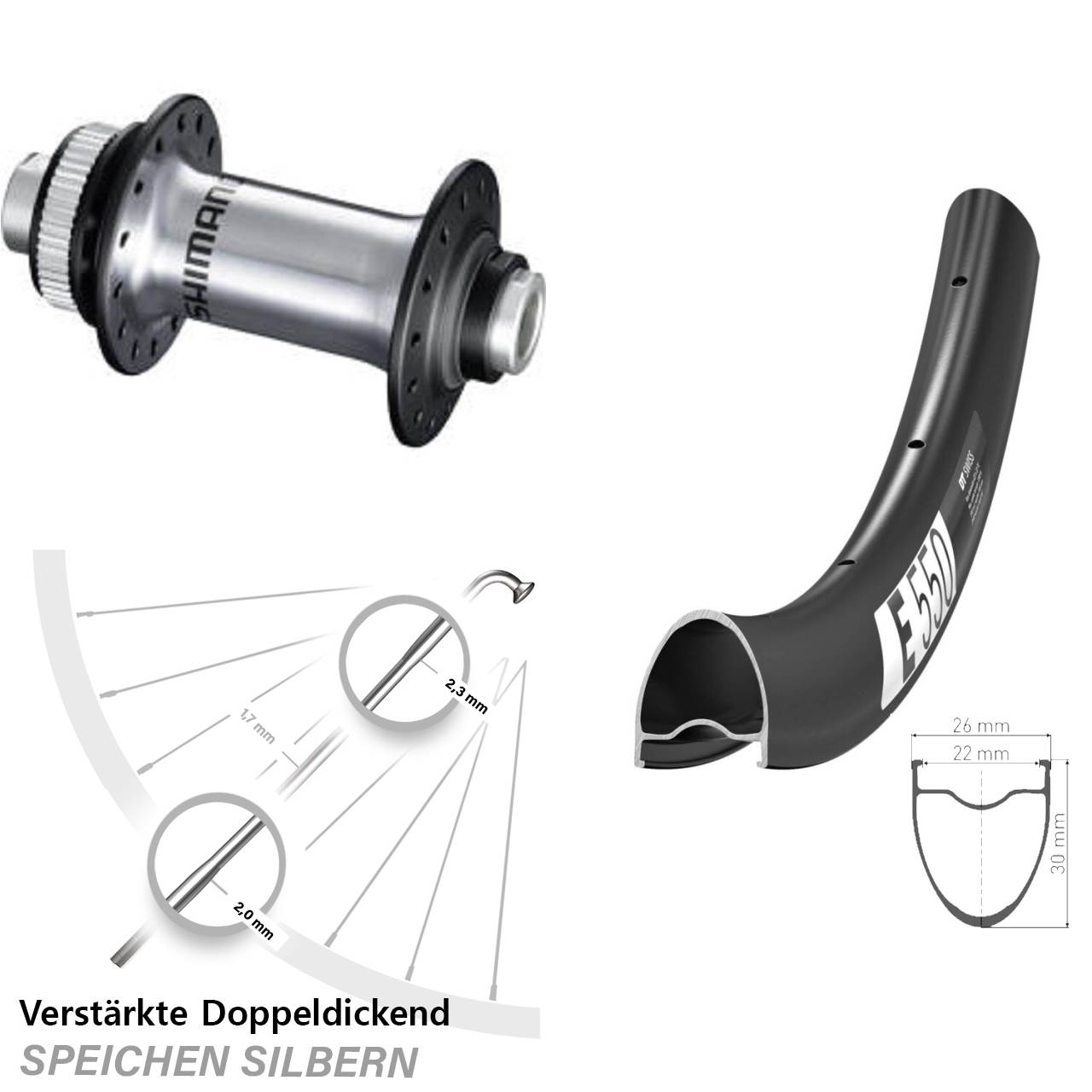 DT Swiss E550 Shimano HB-RS770 28 Zoll Disc Laufrad 12x100