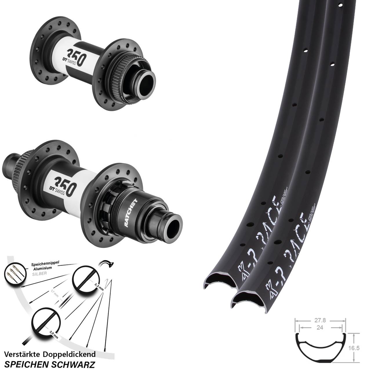 Disc Laufradsatz 28/29 Zoll KX-R Race DT Swiss 350 SRAM XD Disc 15x100 12x142