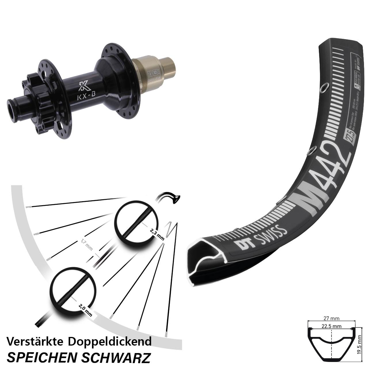 Disc Laufrad 28 Zoll DT Swiss M442 KX-B SRAM XD 12x148