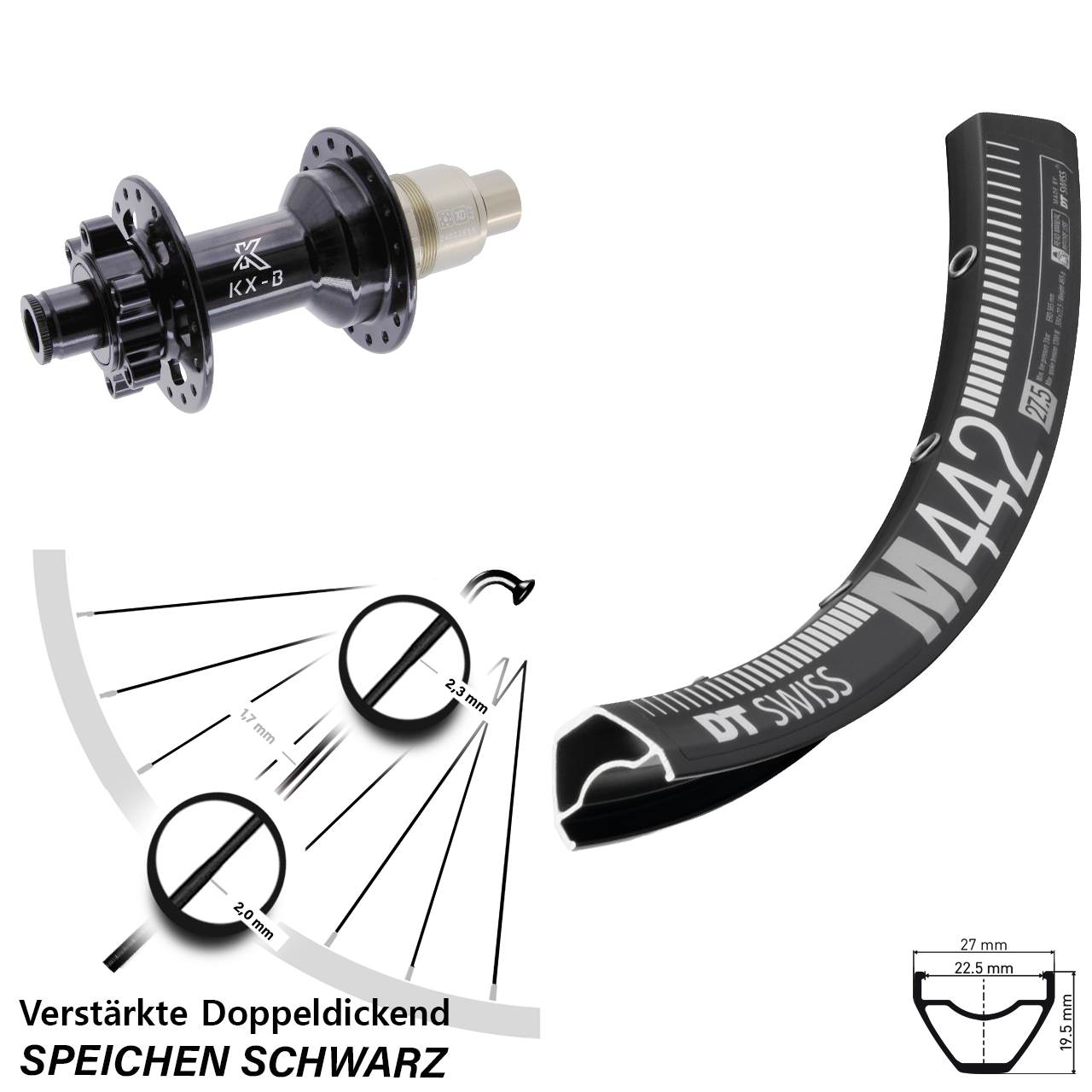 Disc Laufrad 28 Zoll DT Swiss M442 KX-B SRAM XD 12x148