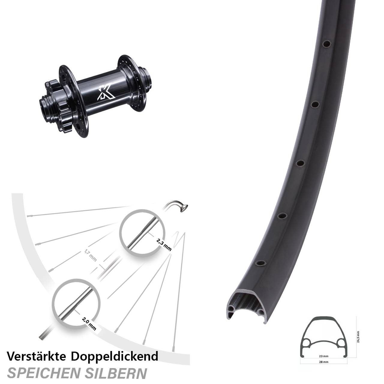 Ambrosio Sport KX-M 29 Zoll Vorderrad 6-Loch 12x100