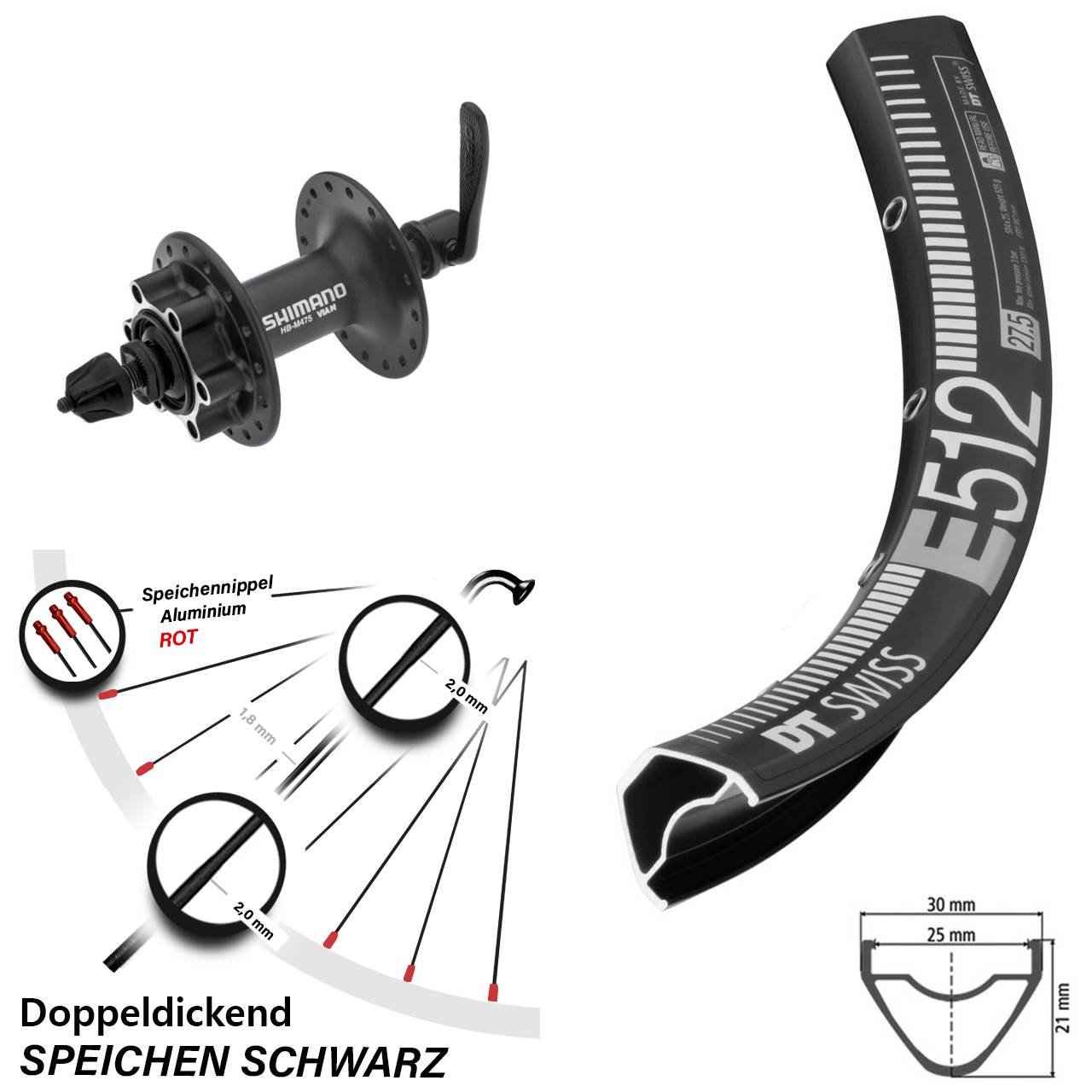 DT Swiss E 512 Shimano Alivio 29 Zoll Disc Vorderrad QR