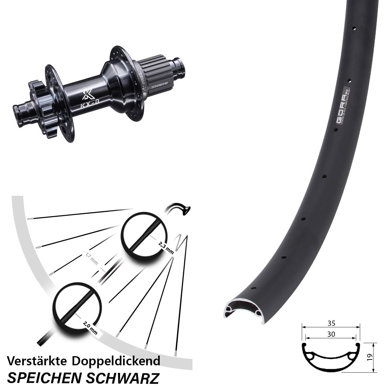 Gora 30 KX-Boost Stahl Freilauf 29 Zoll Disc Laufrad 12x148 Boost Micro Spline