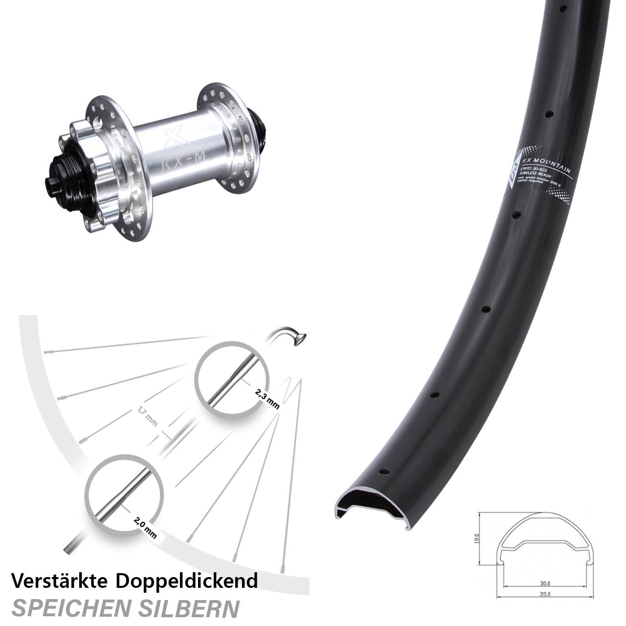 29 Zoll KX-M Mountain 6-Loch Vorderrad für Schnellspanner