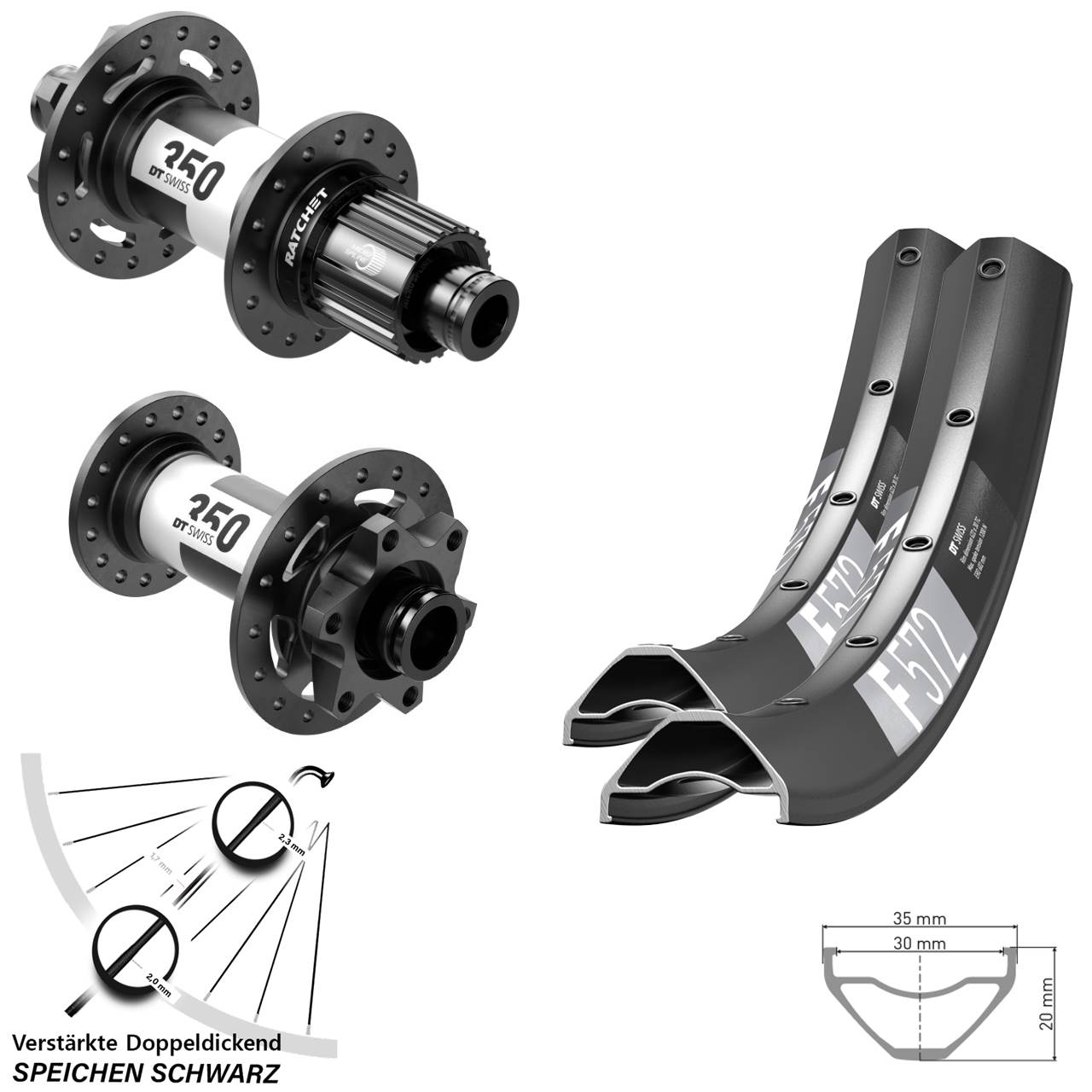 DT Swiss F572 350 29 Zoll 6-Loch Laufradsatz Micro Spline Boost