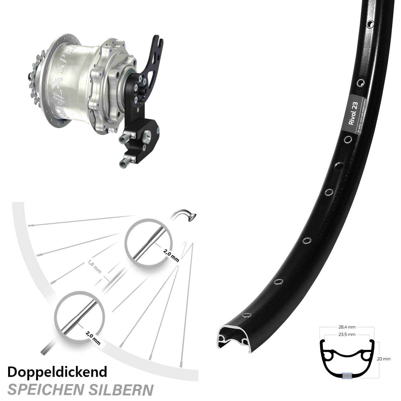 Ryde Rival 23 Rohloff Speedhub CC DB PM 27,5 Zoll Disc Hinterrrad