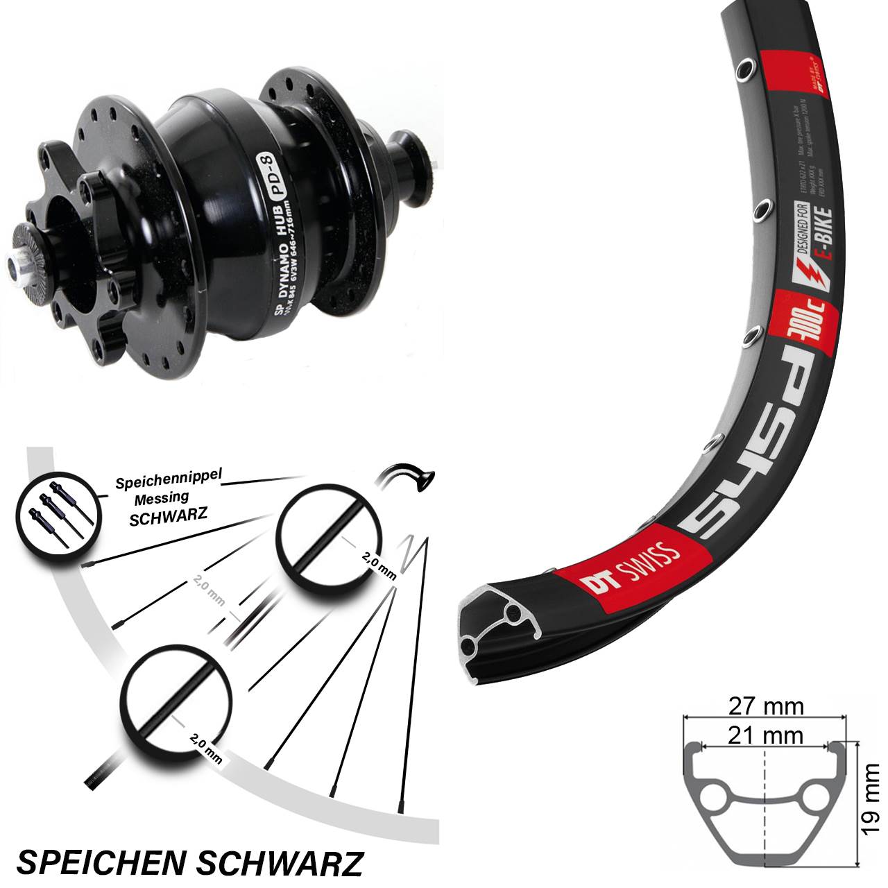 DT Swiss 545D Vorderrad 29 Zoll Shutter Precision PD-8 Disc 5x100 schwarz
