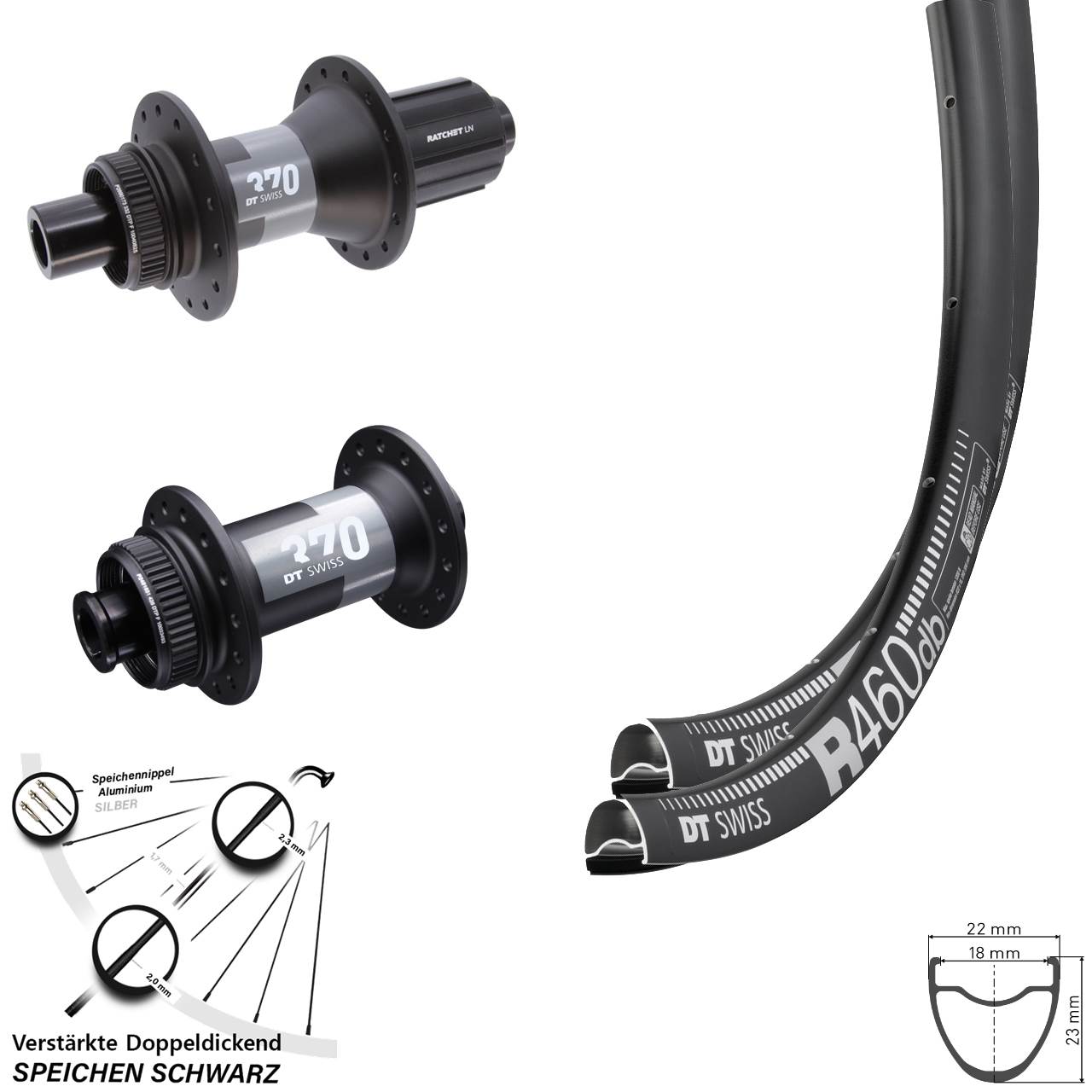 Centerlock Laufradsatz 28 Zoll DT Swiss R 460-370 11-12 fach 15x100 12x142