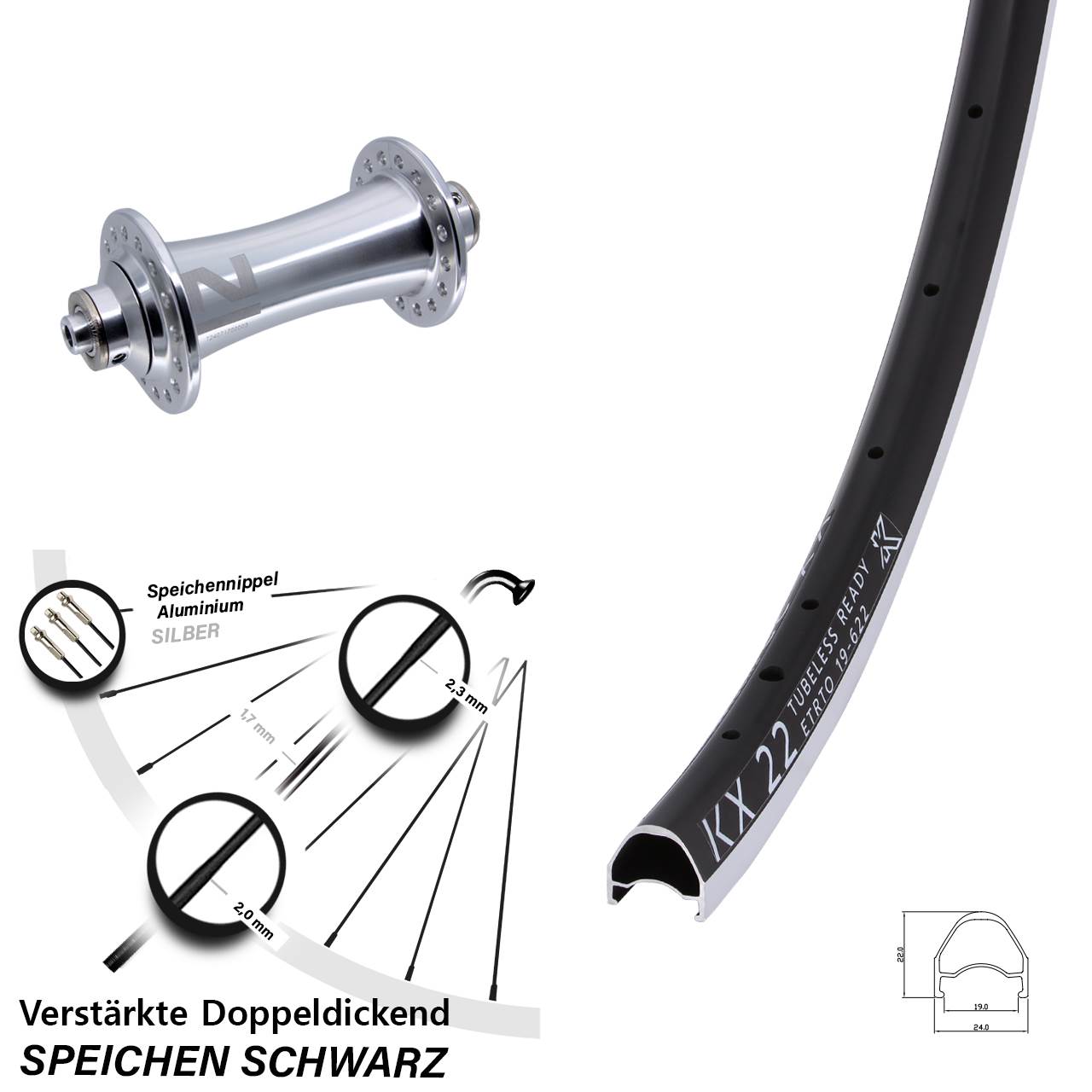 Vorderrad 28 Zoll KX 22 Novatec A-141SB QR
