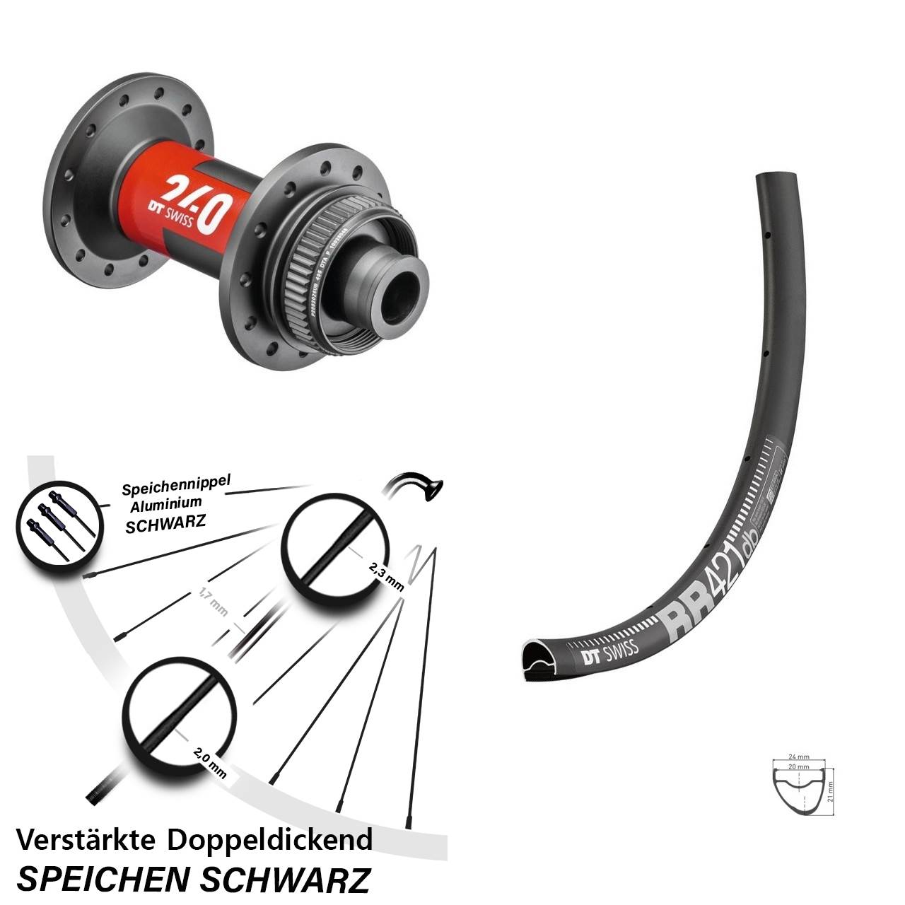 Disc Vorderrad 28 Zoll DT Swiss RR 421 240 Road 12x100