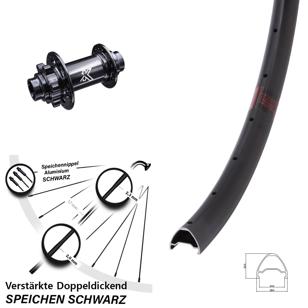 KX Clue MTB Downhill 28-29 Zoll Vorderrad 6-Loch 20x110 (DH alt)