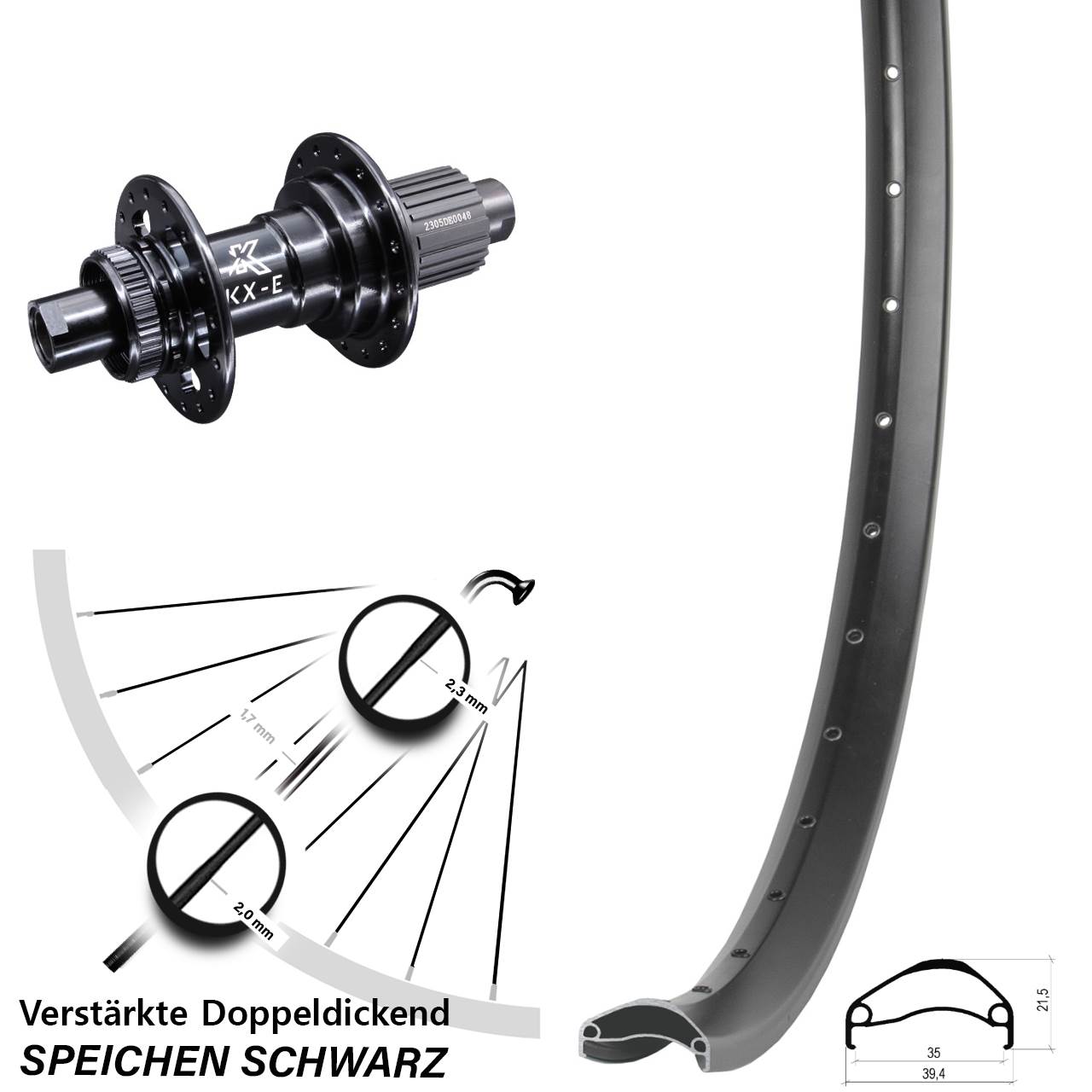 Ambrosio E35 KX-E 27,5 Zoll Disc Laufrad 12x142 Micro Spline