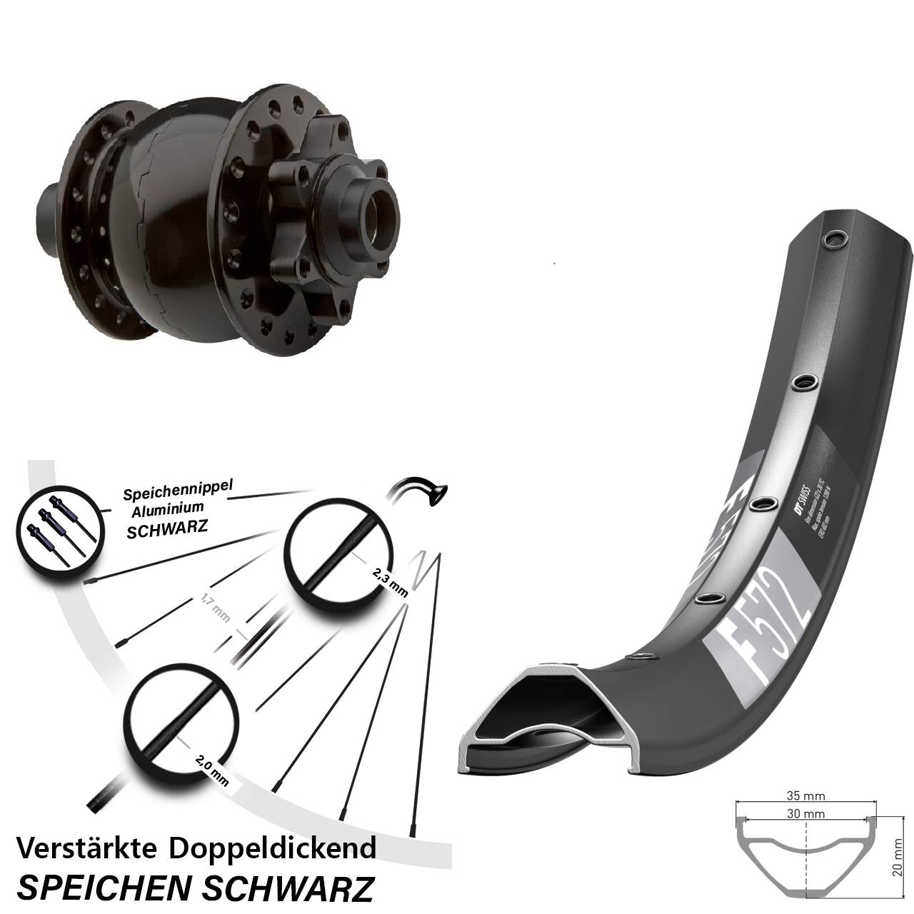 6-Loch Dynamo-Vorderrad 29 Zoll DT Swiss F572 SON 28 15x100