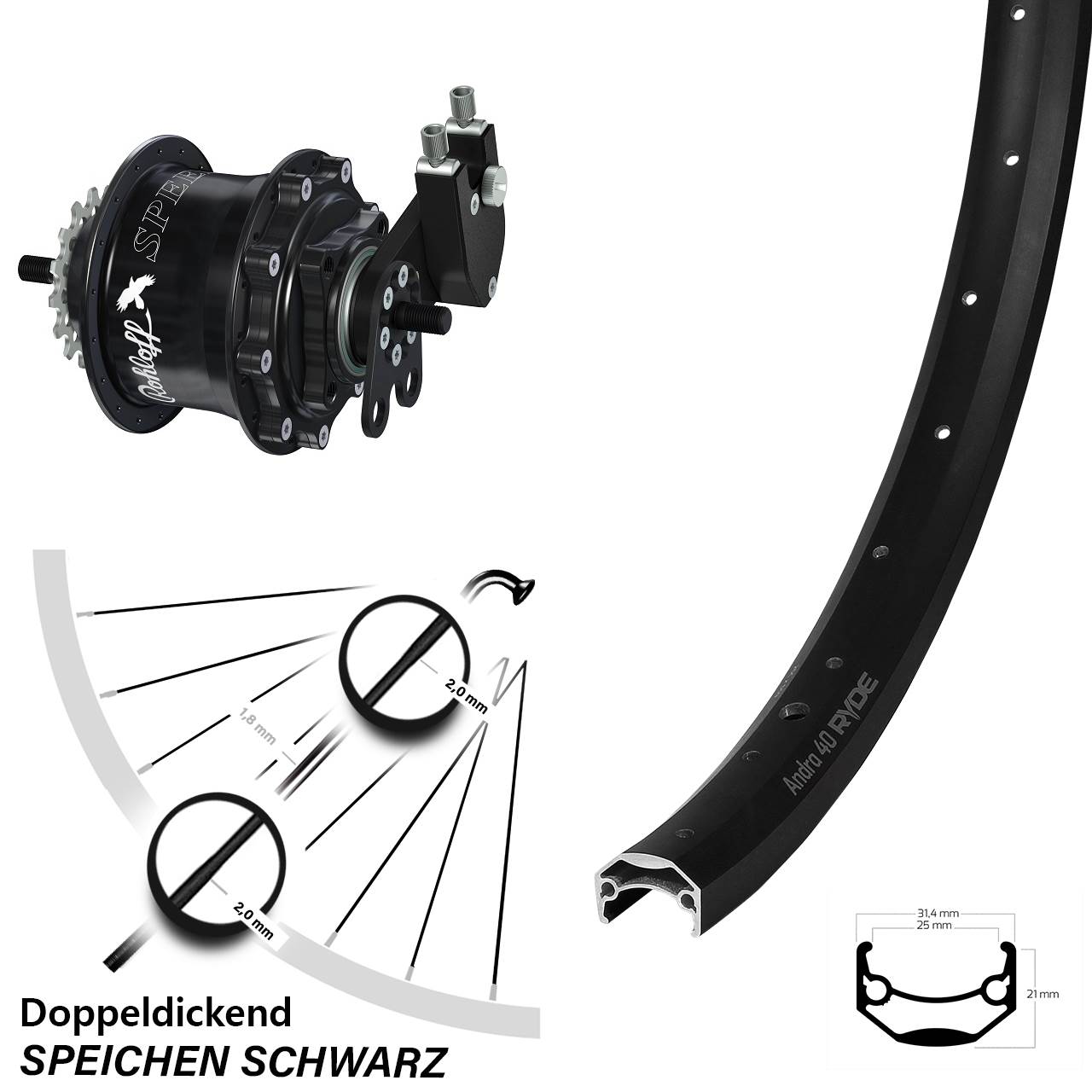 29 Zoll Ryde Andra 40 Disc Rohloff Speedhub TS DB Tandem