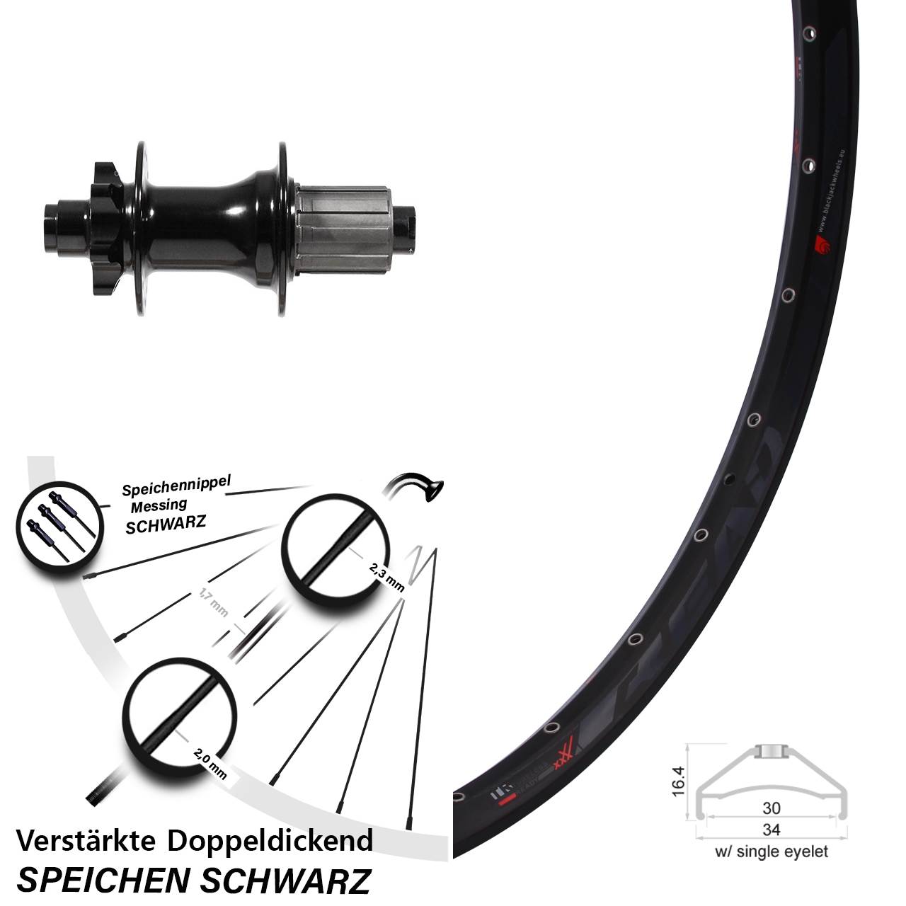 6-Loch Hinterrad 27,5 Zoll Rodi Ready30 Formula DHG-142 8-11 fach HG 12x142