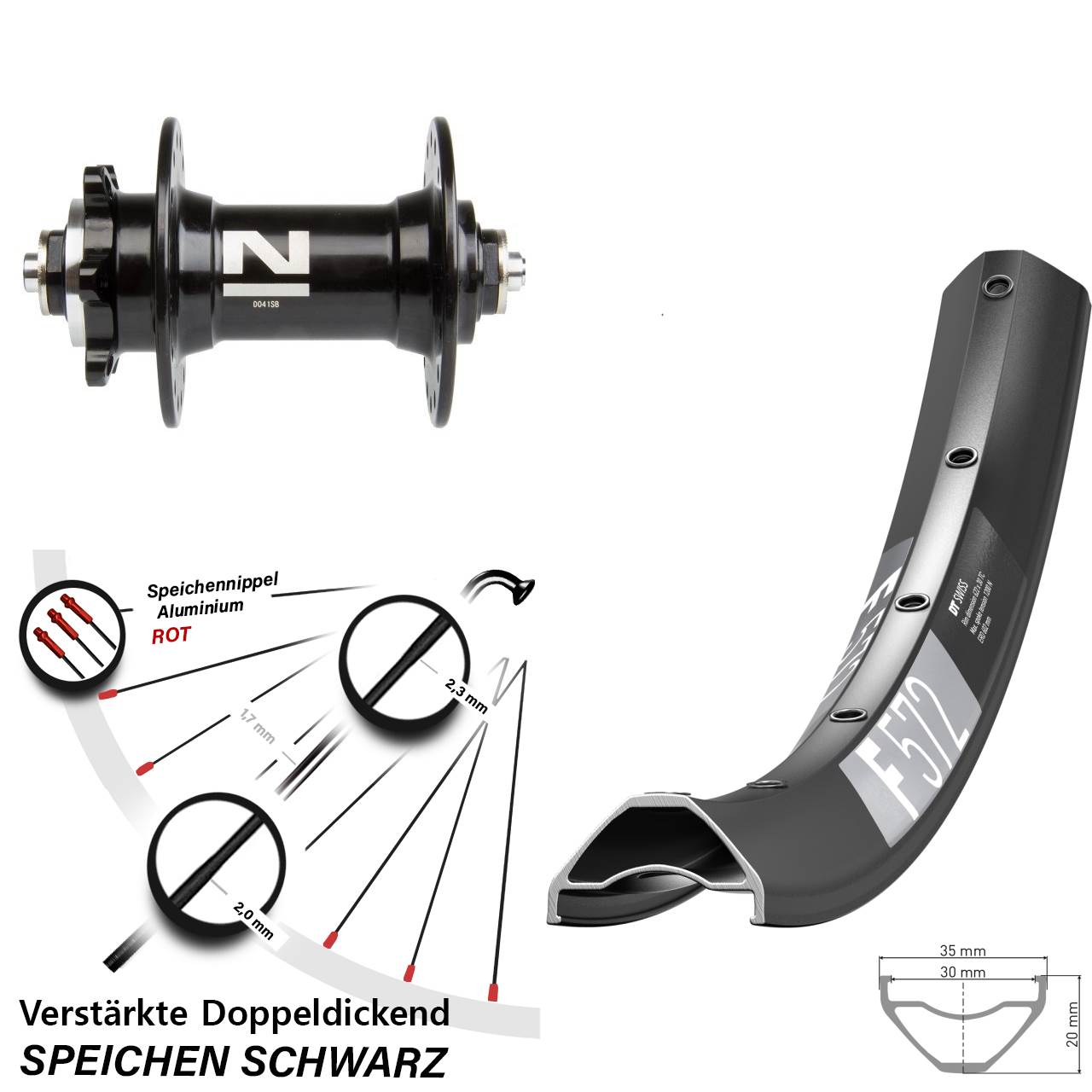 29 Zoll DT Swiss F572 Novatec D-041 Vorderrad 6-Loch QR