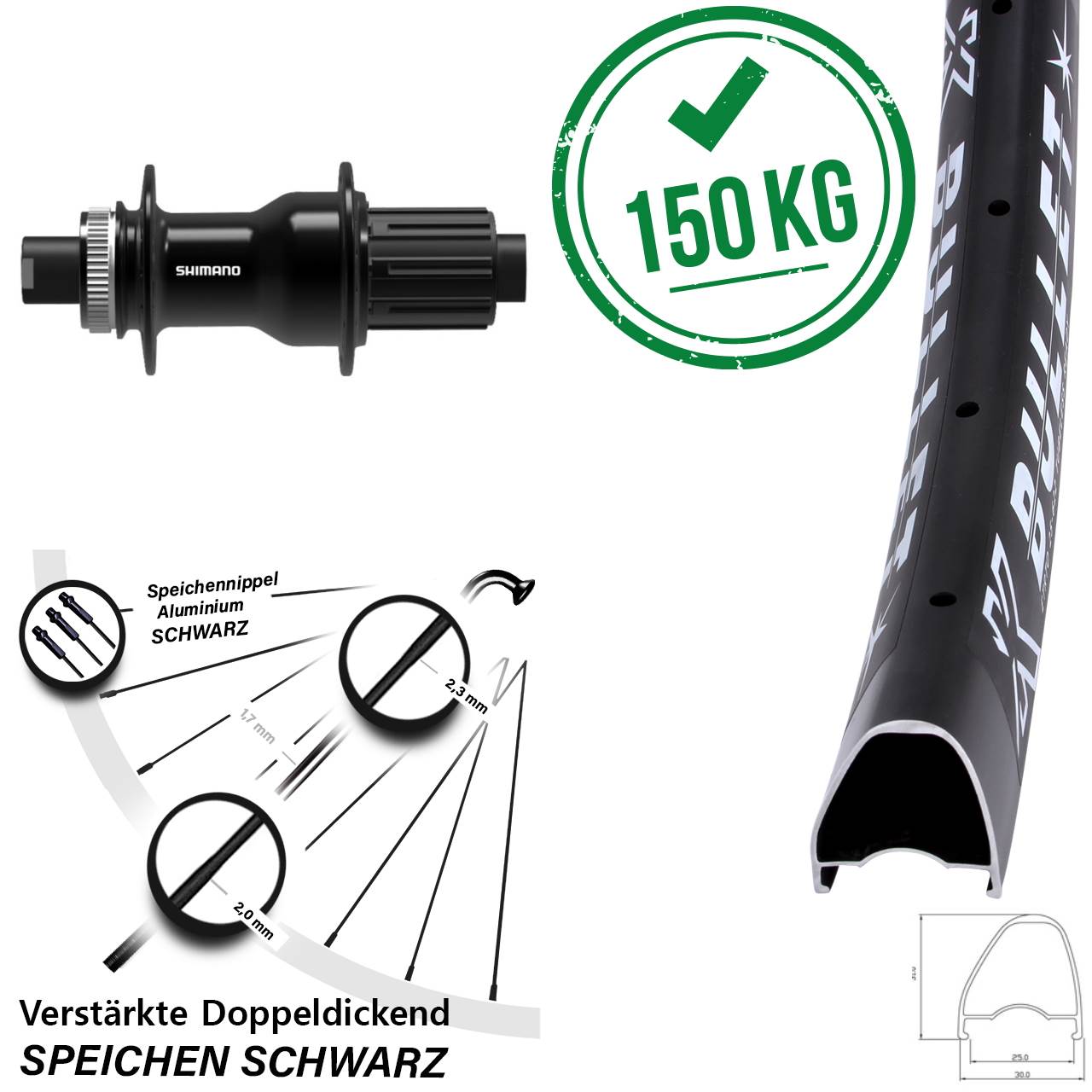 Disc Laufrad 12x142 28-29 Zoll KX Bullet OS Shimano FH-TC500 11-12 fach HG