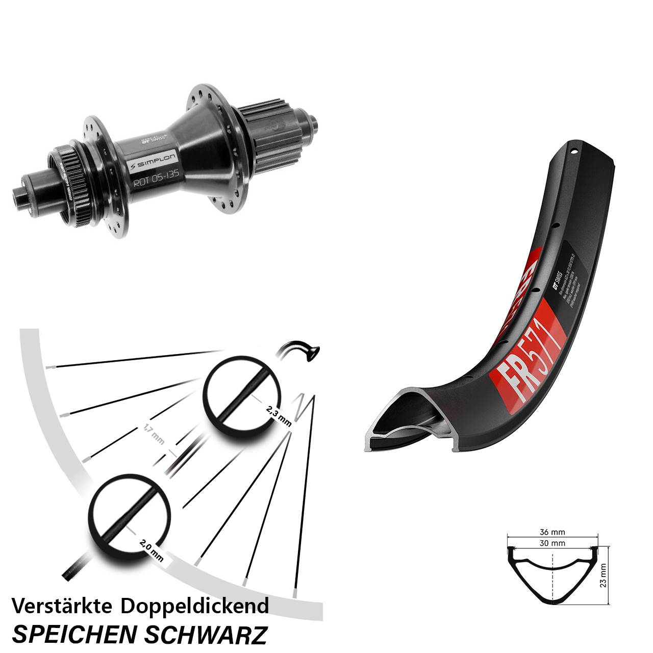 27,5 Zoll DT Swiss FR 571 370 Hybrid Disc Hinterrad QR Micro Spline