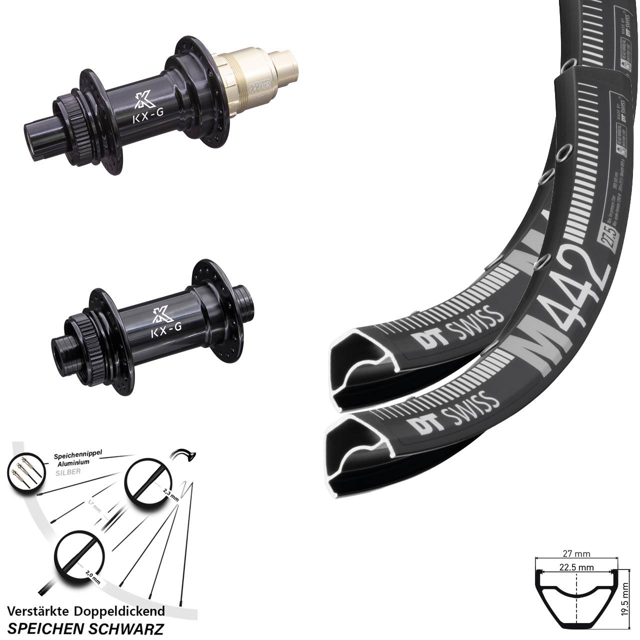 Disc Laufradsatz 28-29 Zoll DT Swiss M442 KX-G SRAM XDR 12x100/142