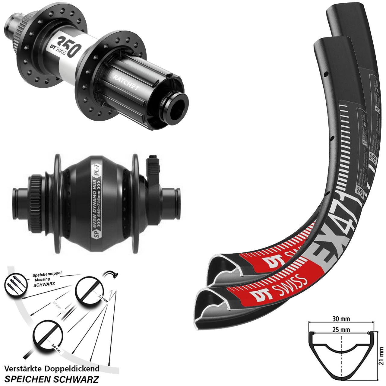 26 Zoll DT Swiss EX471 SP PL-7 350 HG Centerlock Laufradsatz 12x100/142