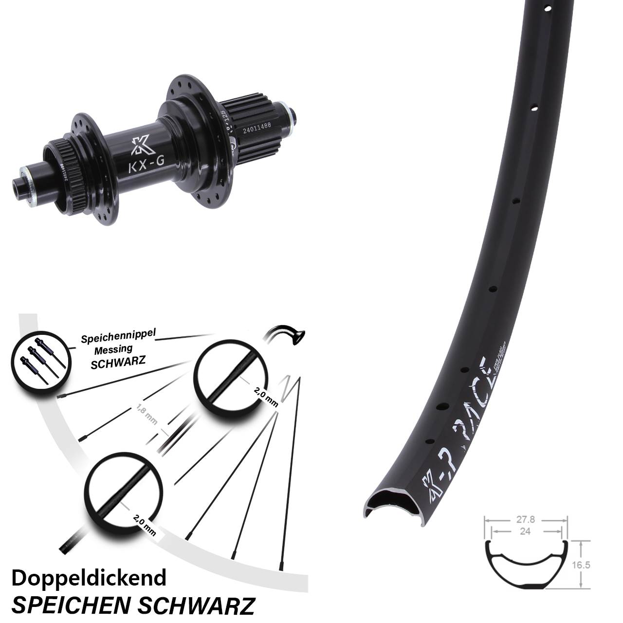 Disc Hinterrad für Schnellspanner 28-29 Zoll KX-GR Race Micro Spline