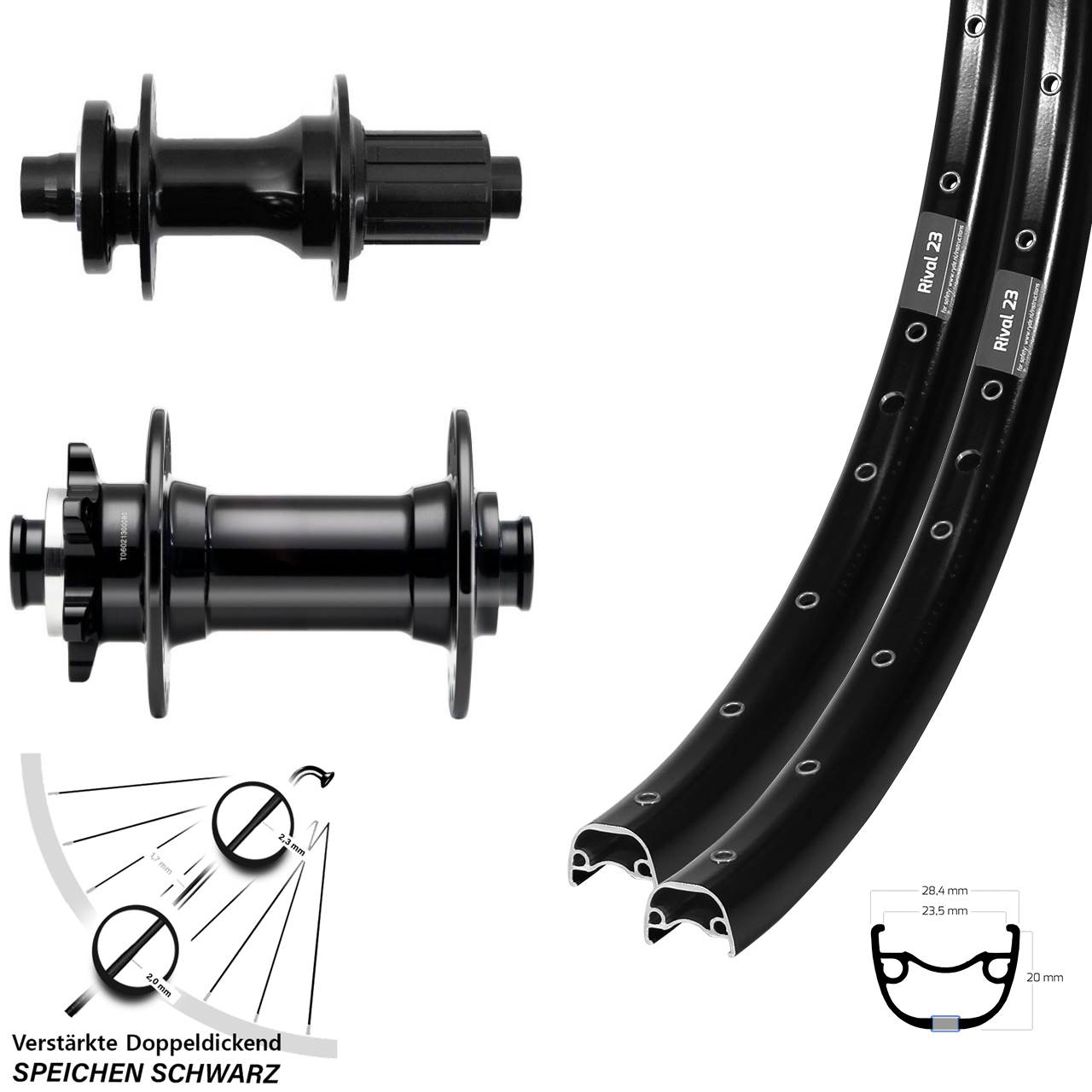 Ryde Rival 23 Fastace Novatec D341 27,5 Zoll Disc Laufrad-Satz 15x110 12x148 8-12 fach