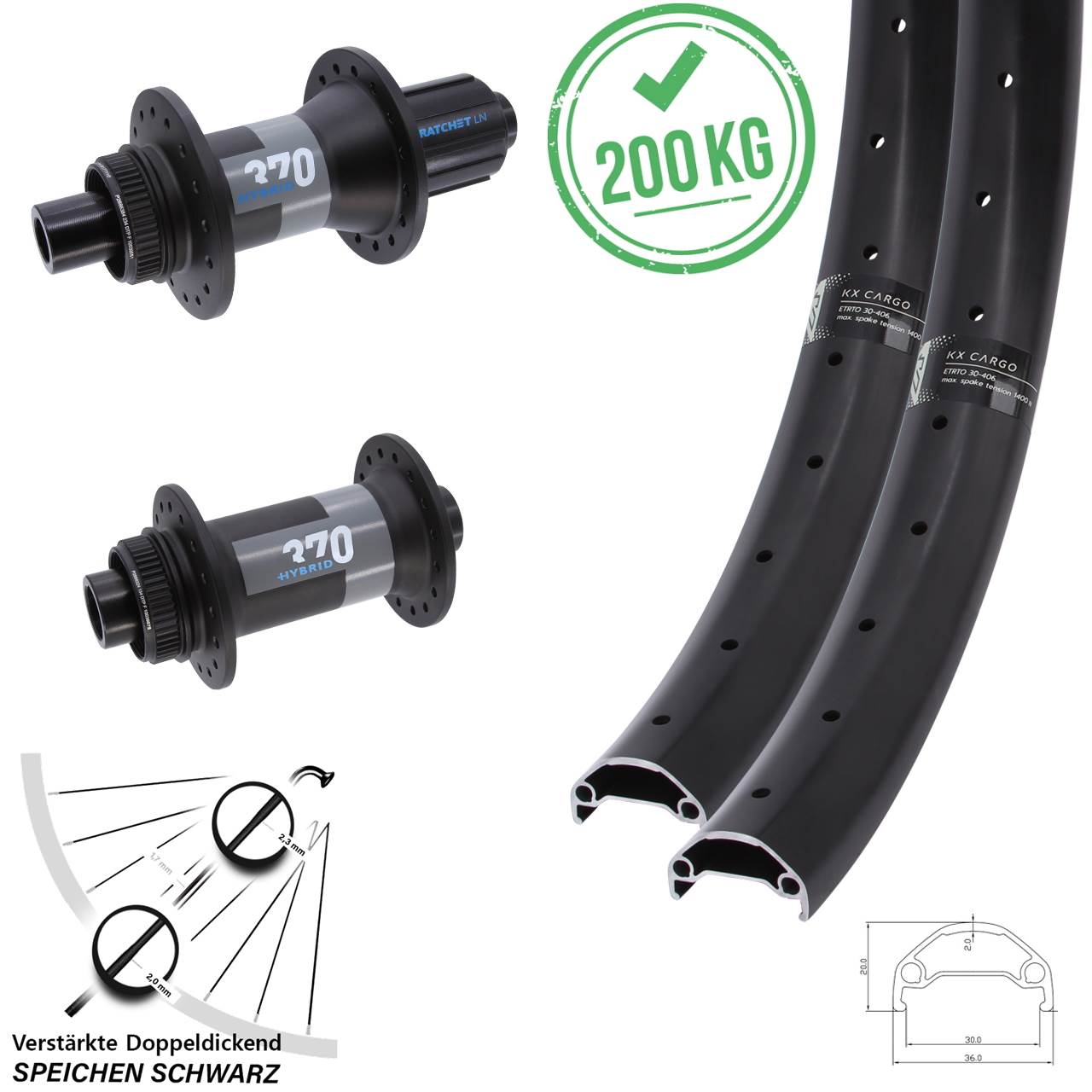 Disc Laufradsatz 650B KX Cargo DT Swiss 370 Hybrid 8-11 fach 15x110 12x148