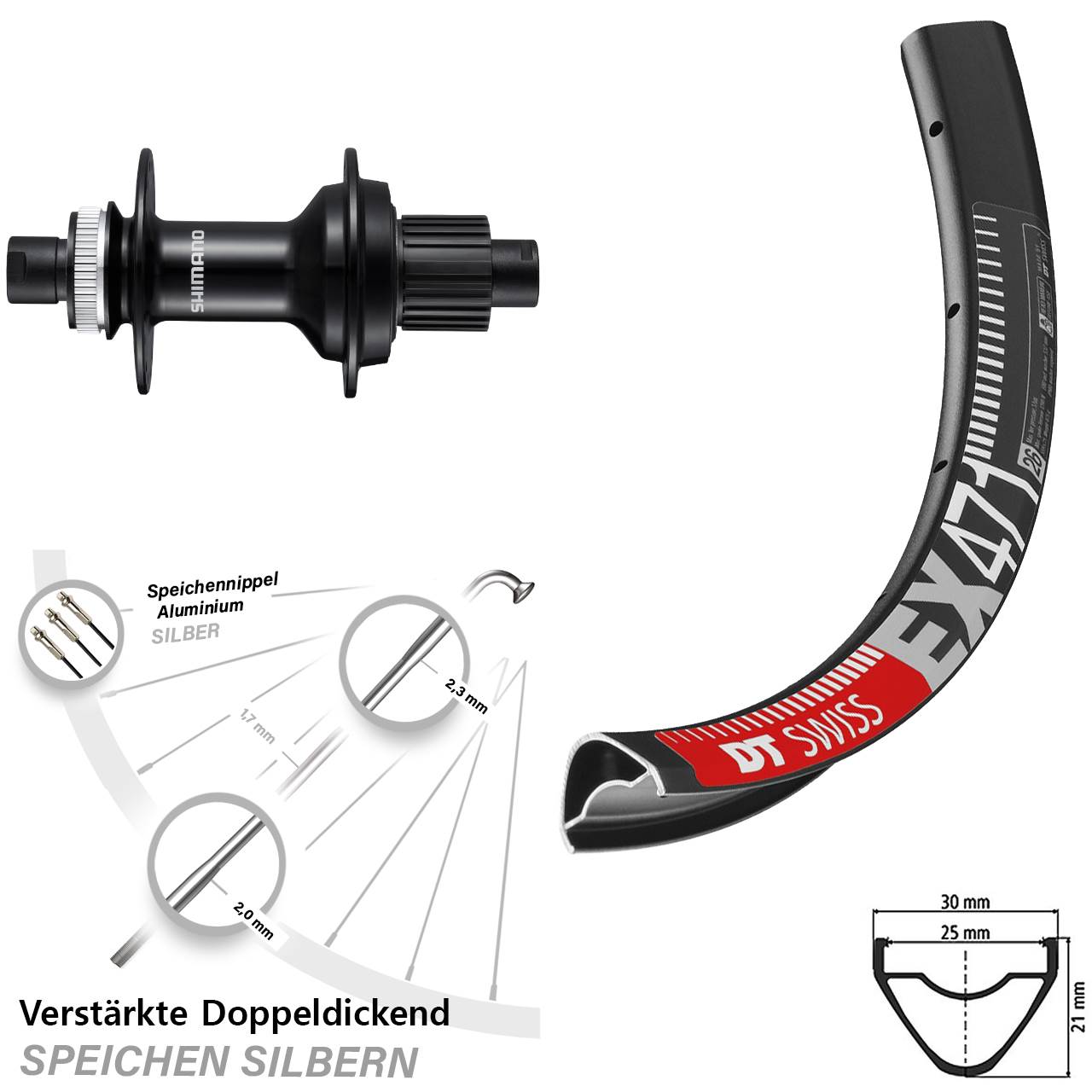 DT Swiss EX 471 Shimano FH-MT510B 29 Zoll Hinterrad Centerlock 12x148 Micro Spline