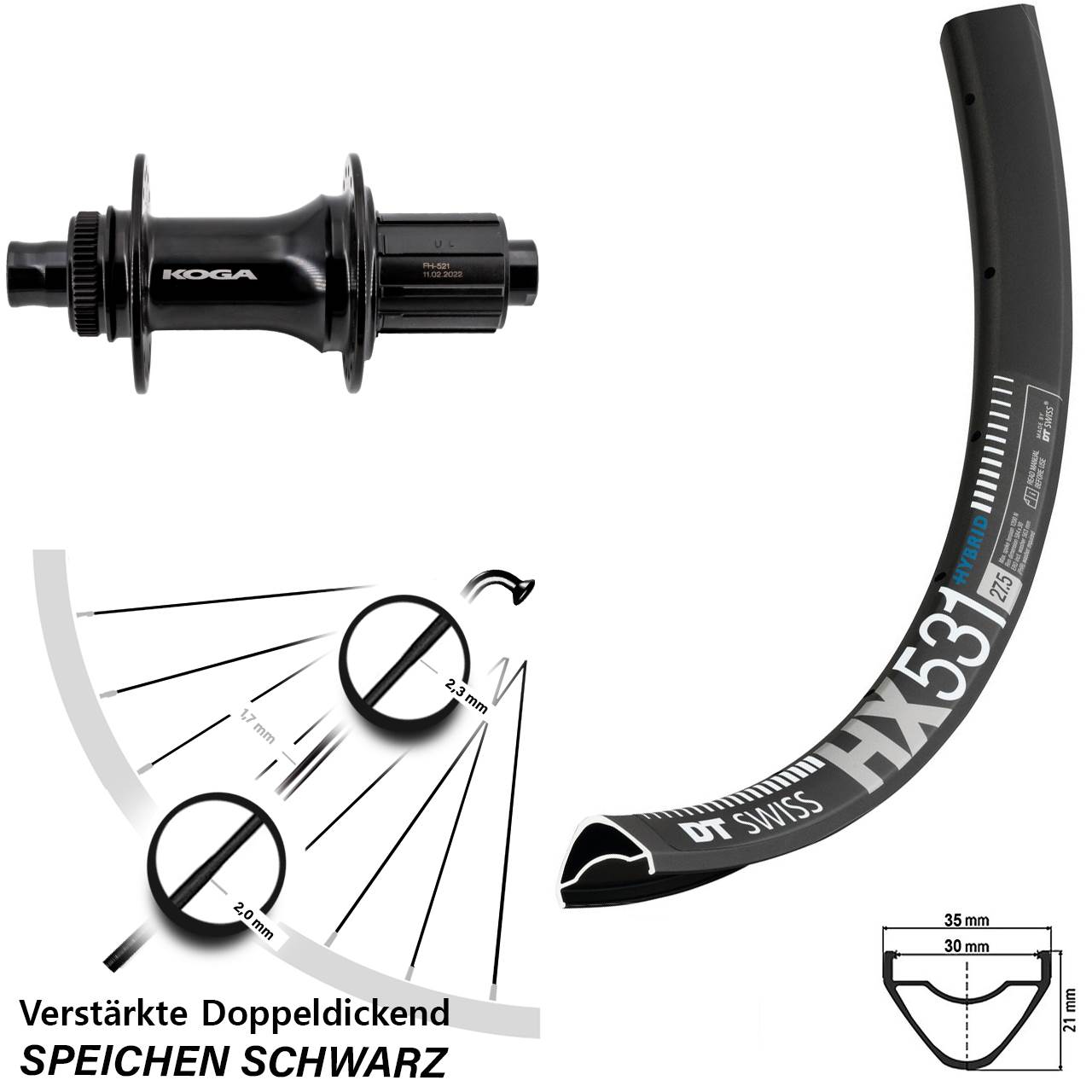 Centerlock Hinterrad 12x148 27,5 Zoll DT Swiss HX 531 Formula ECT-148S 8-11 fach