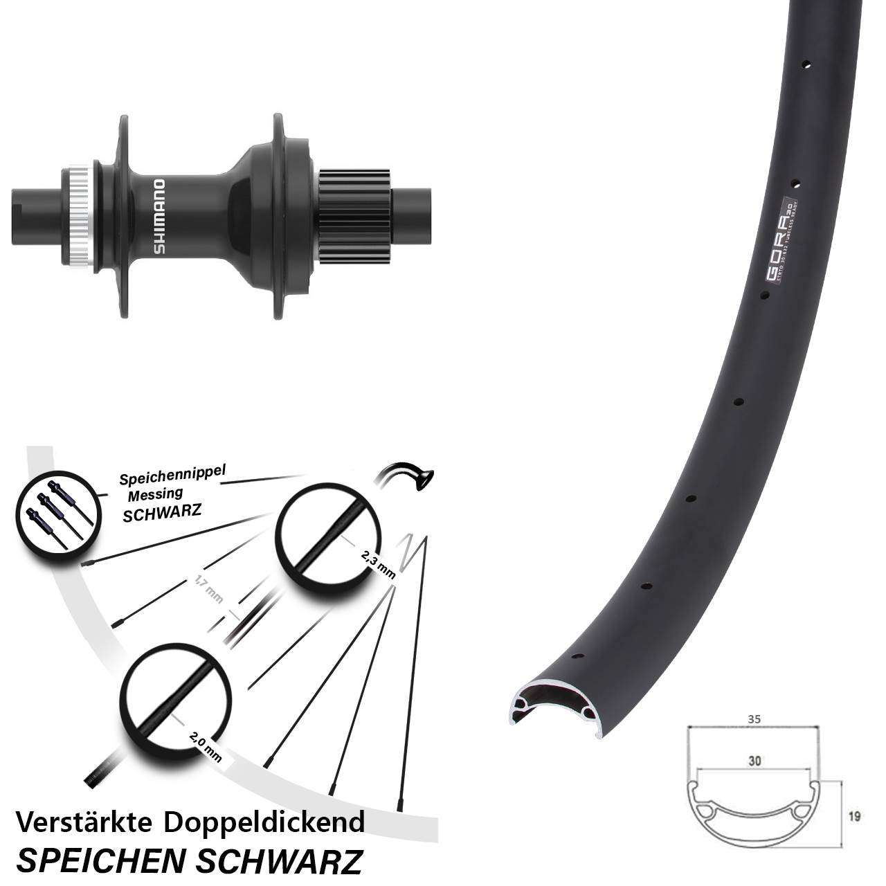 Centerlock Hinterrad 12x142 27,5 Zoll Gora 30 Shimano FH-MT410 Micro Spline