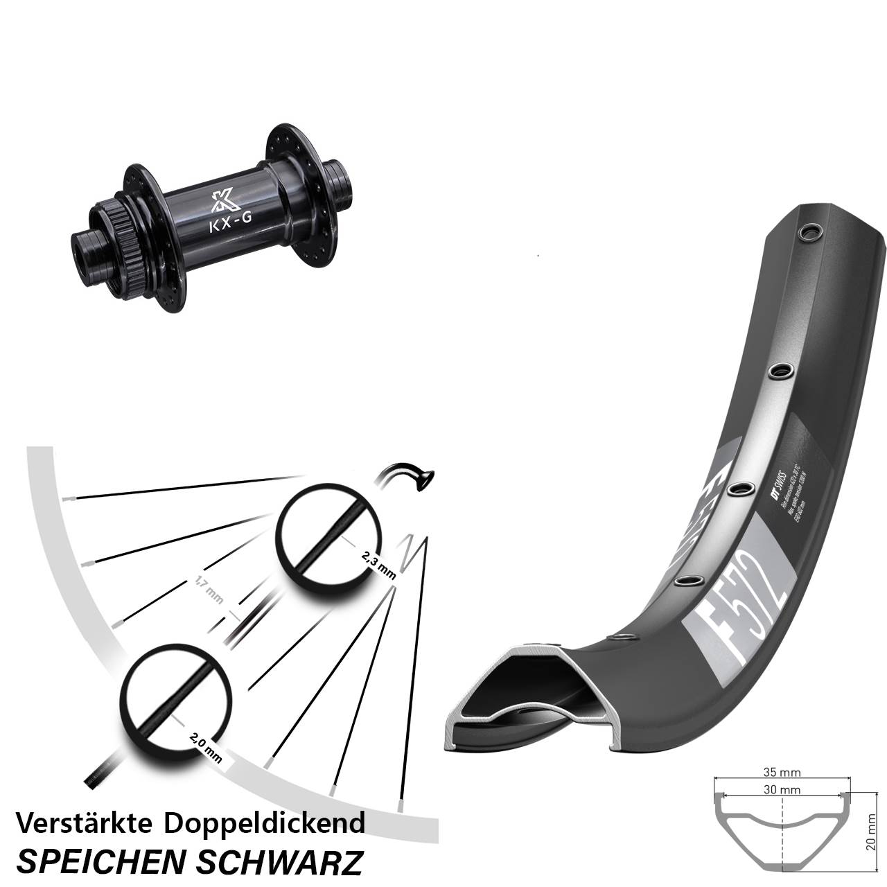 Disc Laufrad 29 Zoll DT Swiss F572 KX-G 15x100