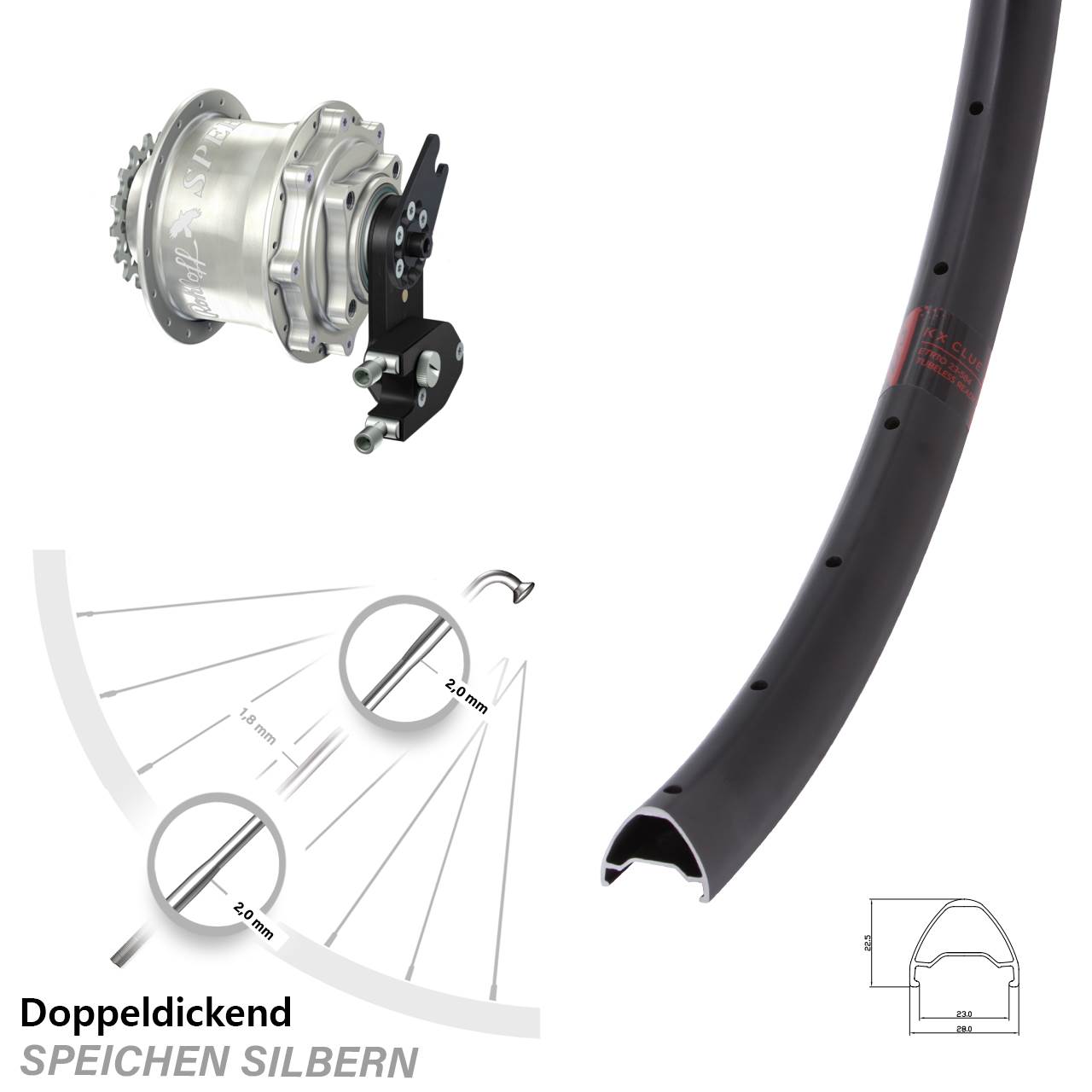 KX Clue Rohloff CC DB OEM2 Tandem 26 Zoll Disc Hinterrrad