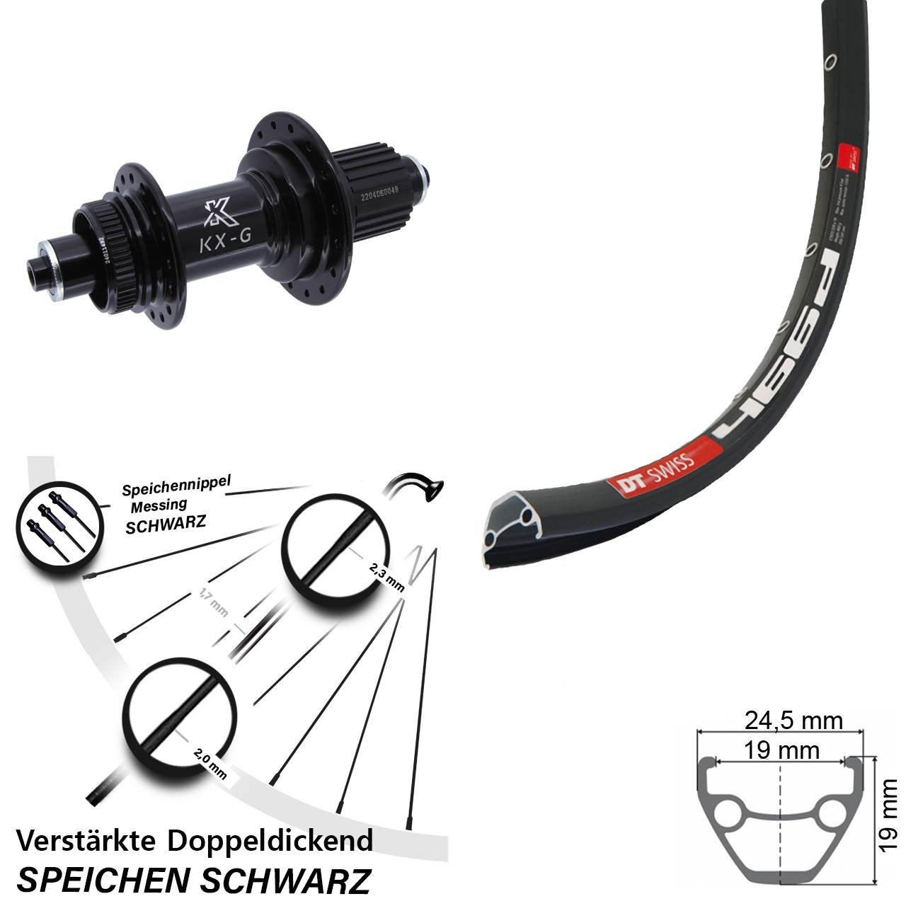 28 Zoll DT Swiss 466d KX-GS Heavy Duty Hinterrad Centerlock QR Shimano Micro Spline