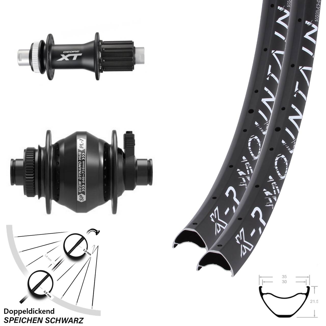 Laufradsatz Centerlock 29 Zoll KX-R Mountain Shimano FH-M788 Shutter PL-7 HG 12x100/142
