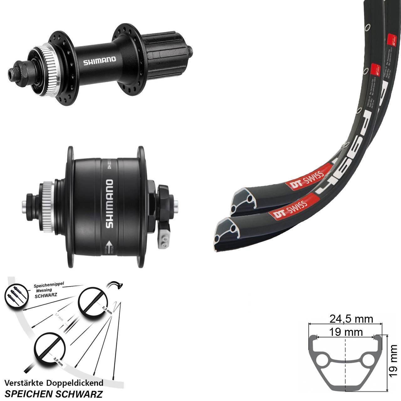 Laufradsatz Disc 29 Zoll DT Swiss 466d Shimano DH-3D37 Alivio 8-11 fach QR
