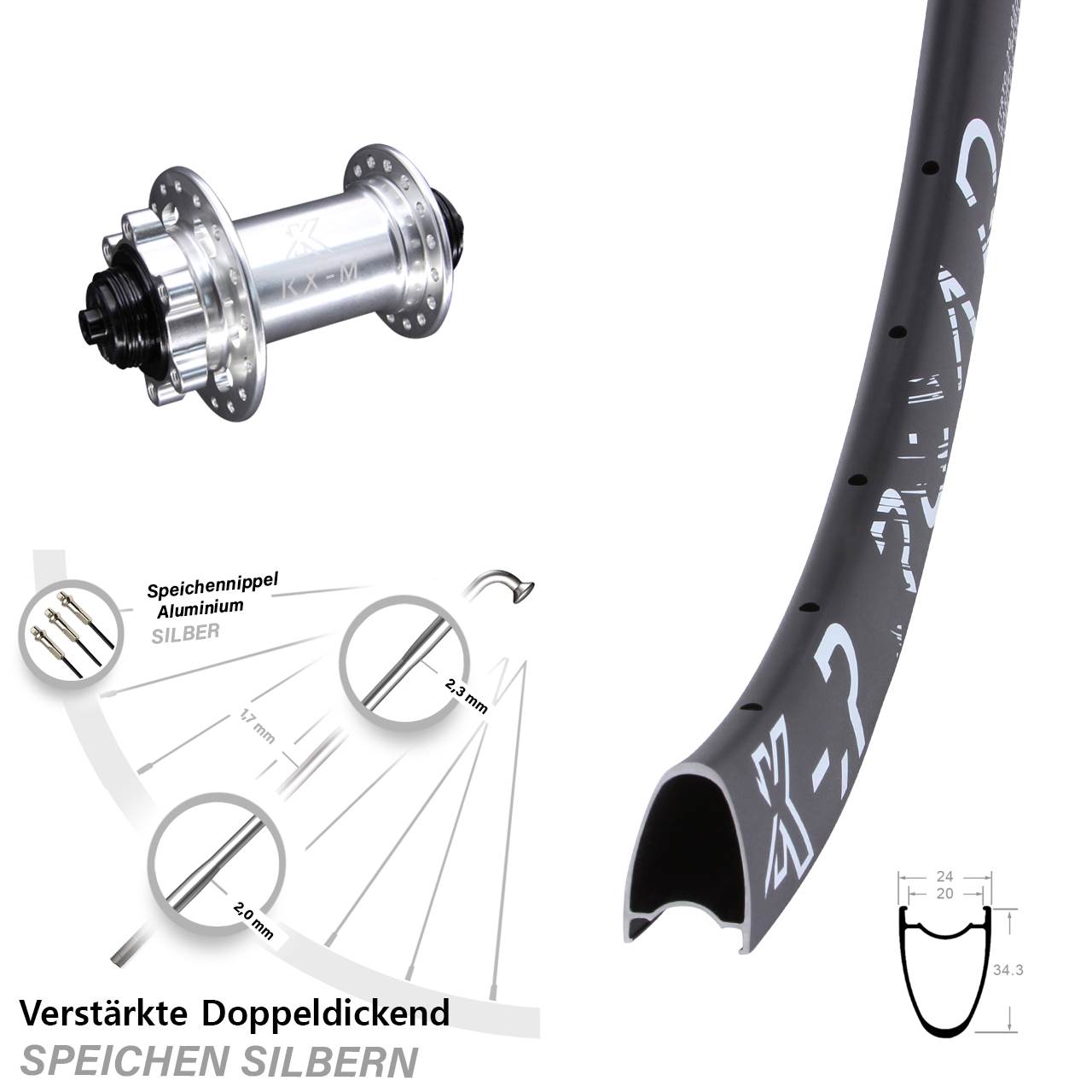 Vorderrad 6-Loch 28 Zoll KX-MR Road für Schnellspanner