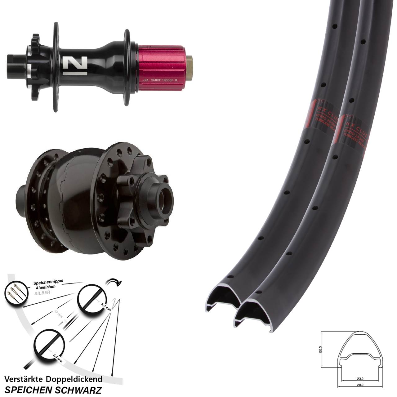 27,5 Zoll KX Clue Novatec D792 SON 28 Laufradsatz 6-Loch 15x100 12x142 8-12 fach HG