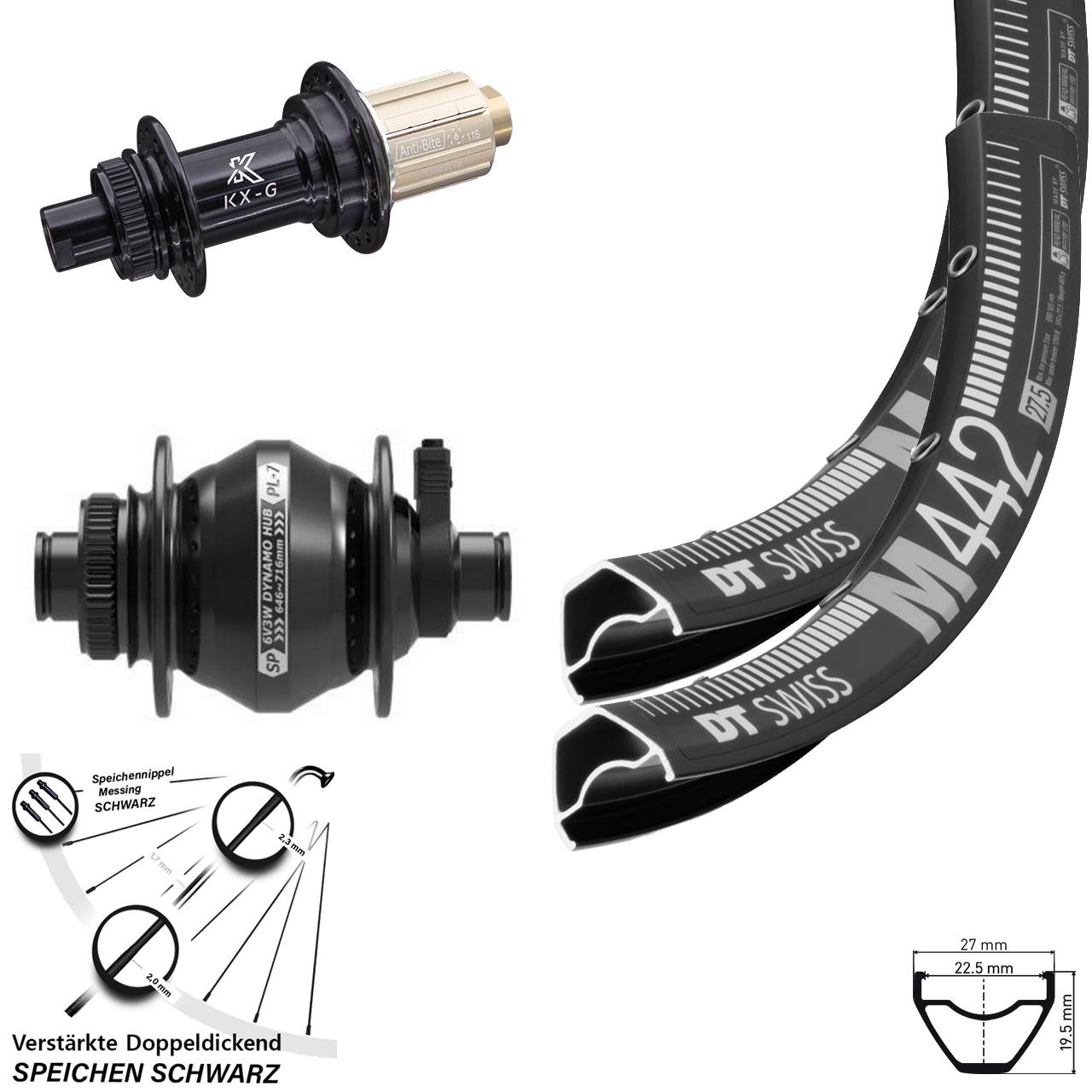 DT Swiss M 442 KX-G Shutter PL-7 28-29 Zoll Laufradsatz Centerlock 12x100/142 8-12 fach