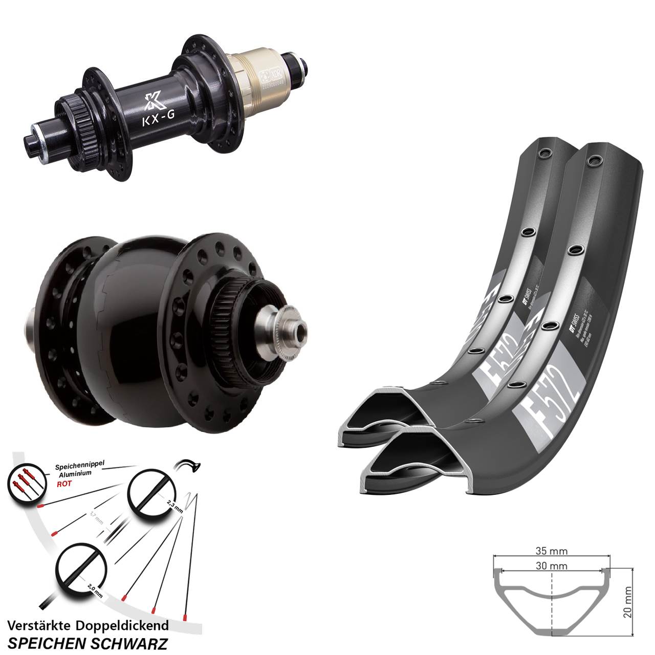 Disc Laufradsatz 27,5 Zoll DT Swiss F572 KX-G SONdelux XDR 11-12 fach für Schnellspanner