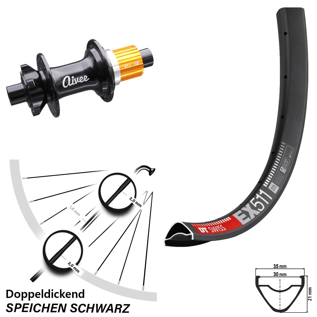 DT Swiss EX 511 Hinterrad 29 Zoll Aivee Classic Boost Shimano Micro Spline