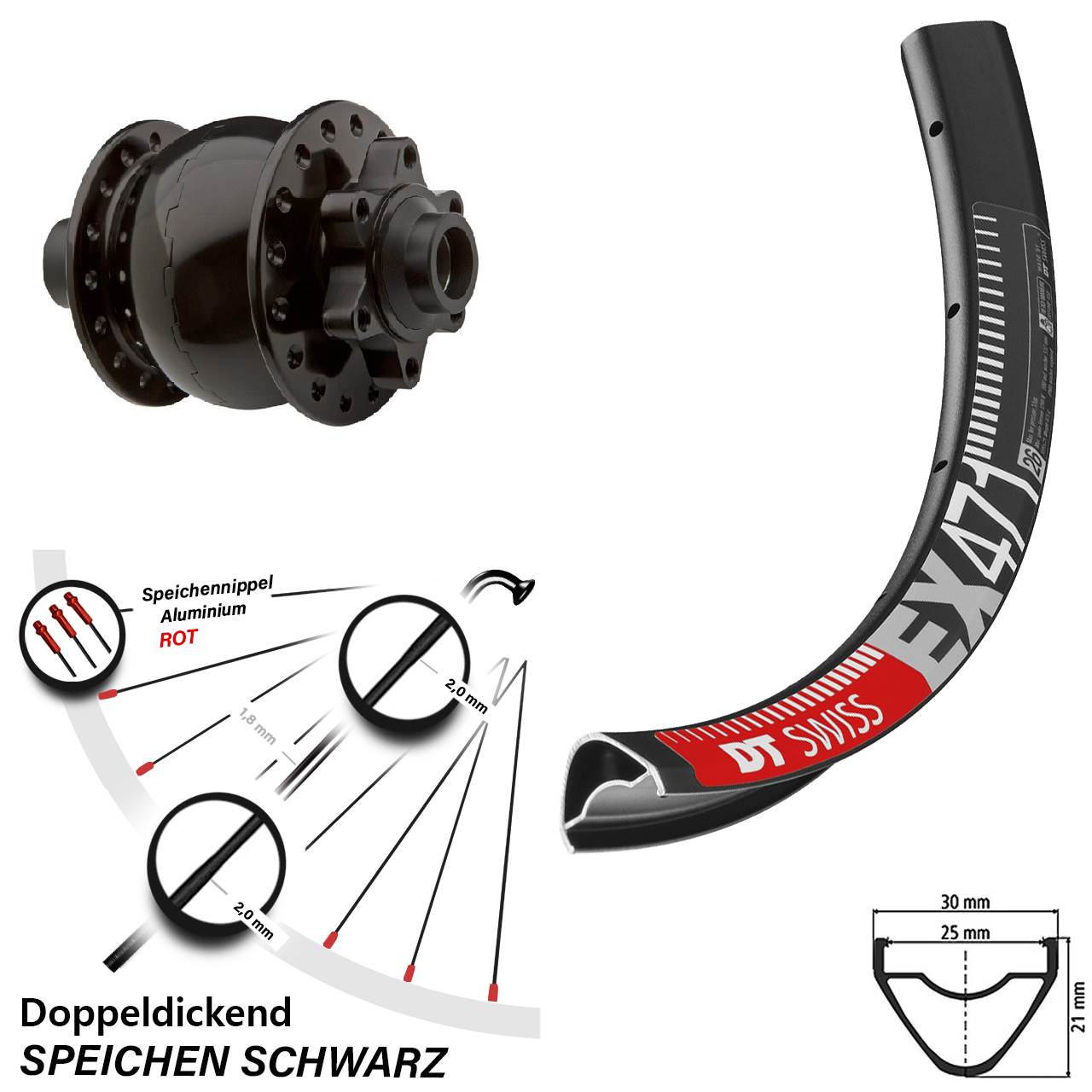650B DT Swiss EX 471 SON 28 6-Loch Nabendynamovorderrad 15x100