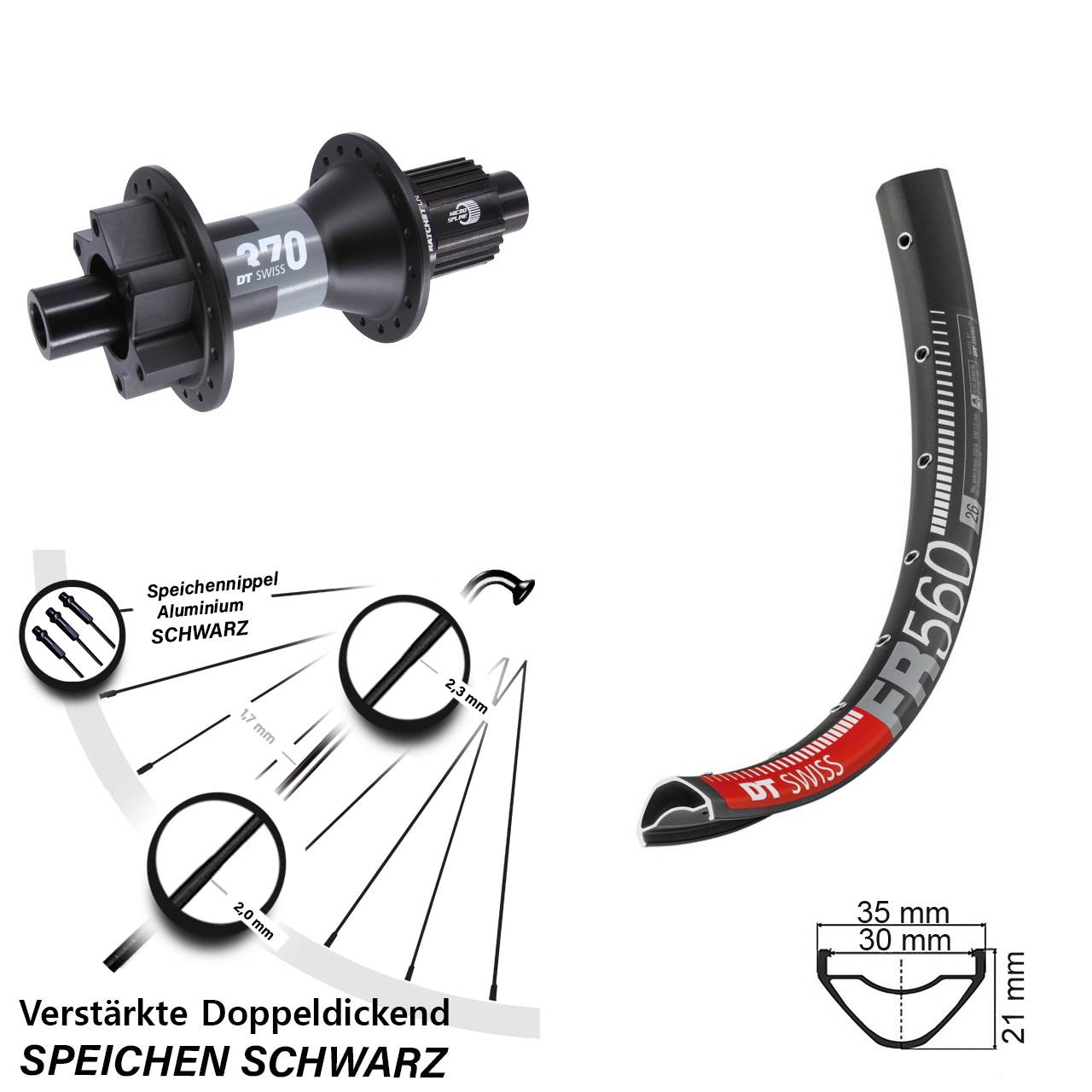 Boost Disc Laufrad 12x148 26 Zoll DT Swiss FR 560-370 Micro Spline
