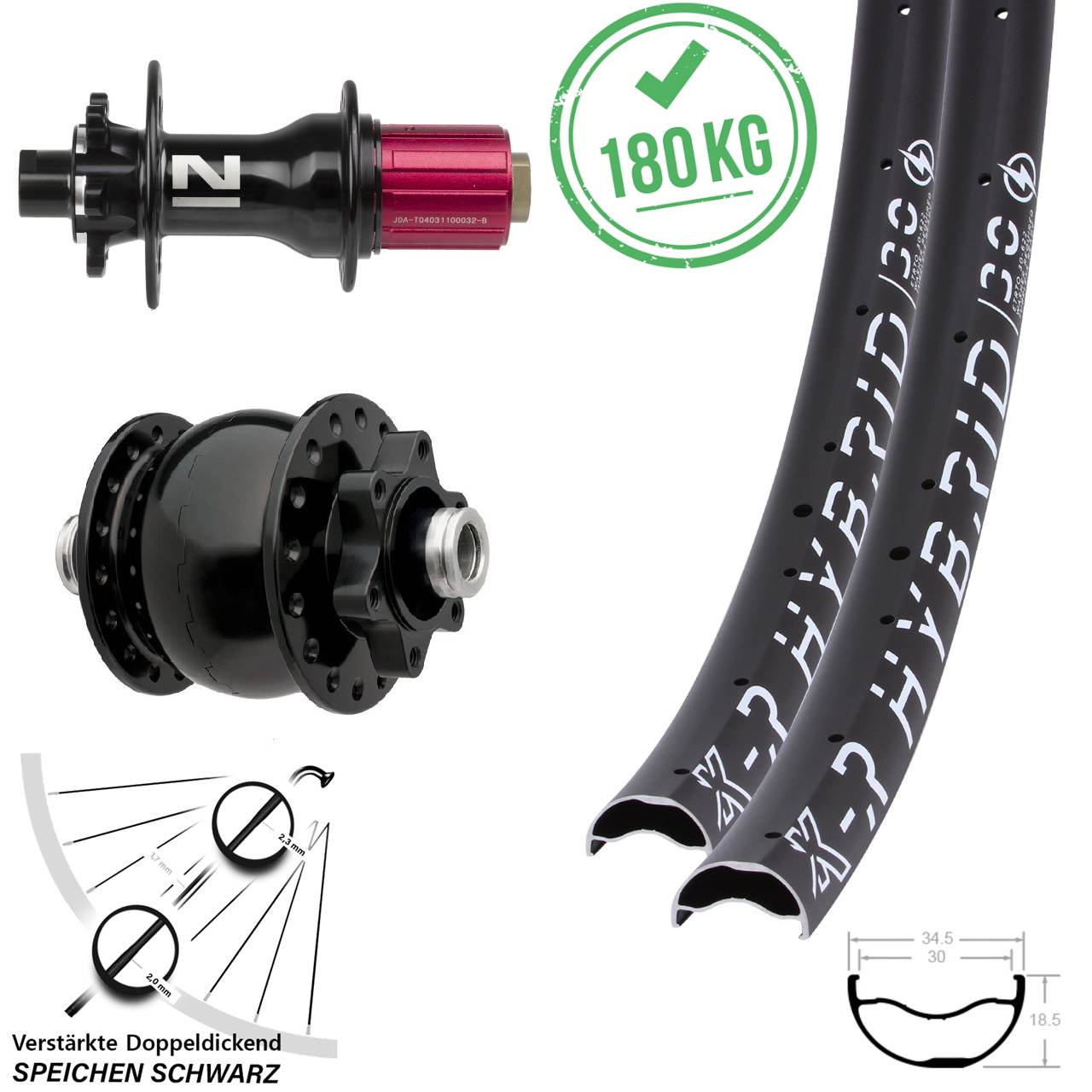 KX-R Hybrid 30 Novatec Superlight SON 28 29 Zoll 6-Loch Laufradsatz 12x100/142 8-12 fach