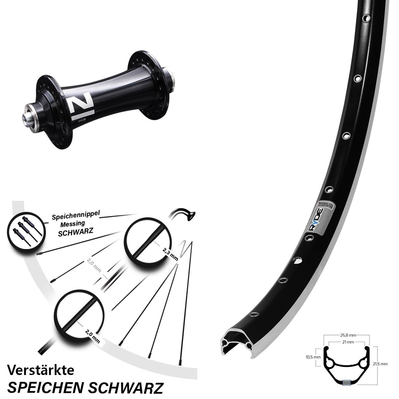 Ryde ZAC 421 Laufrad 26 Zoll Novatec A141SB schwarz