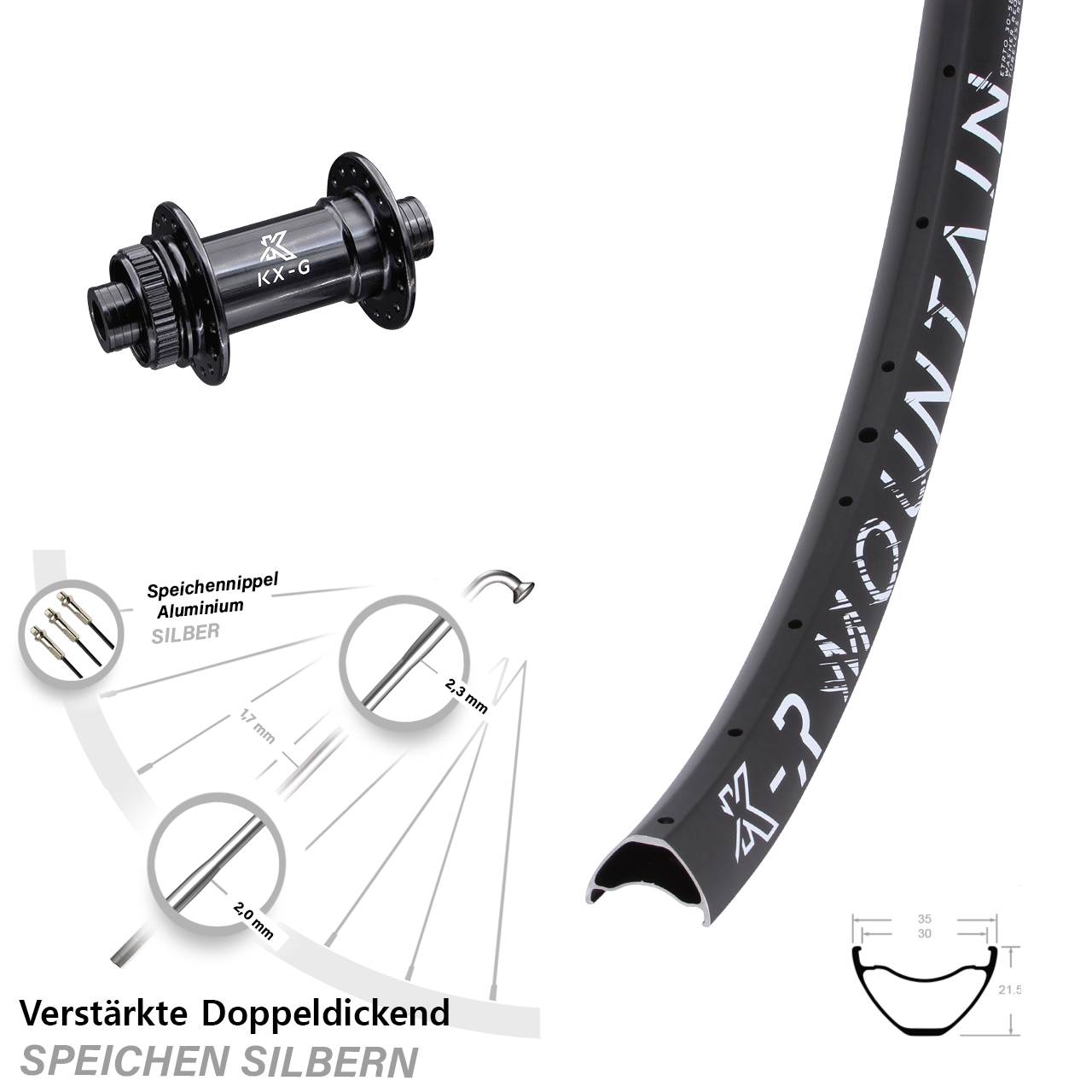 Vorderrad KX-R Mountain 30-622 ETRTO DT Disc Centerlock 12x100 mm