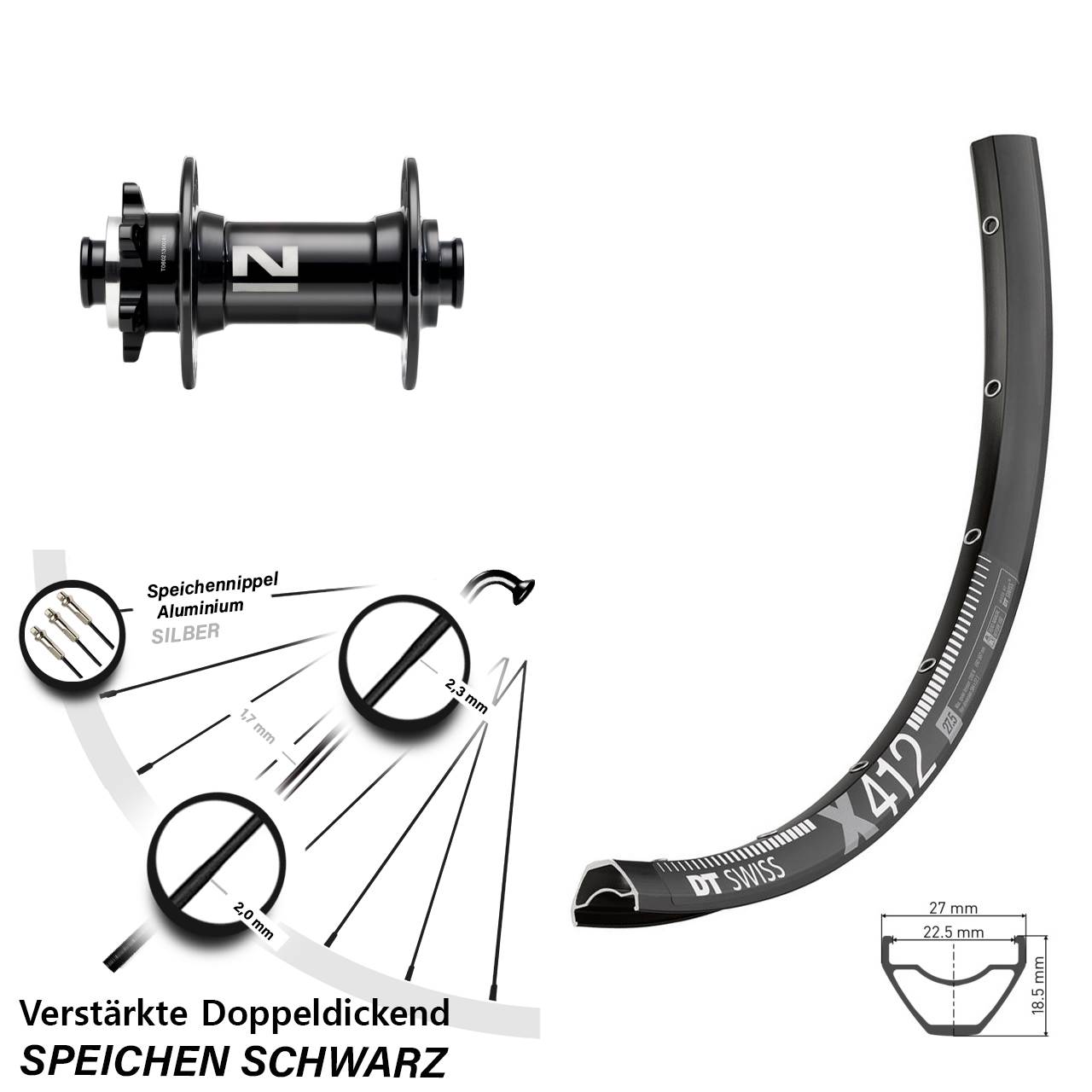 Disc Vorderrad 29 Zoll DT Swiss X412 Novatec D041 15x110 Boost