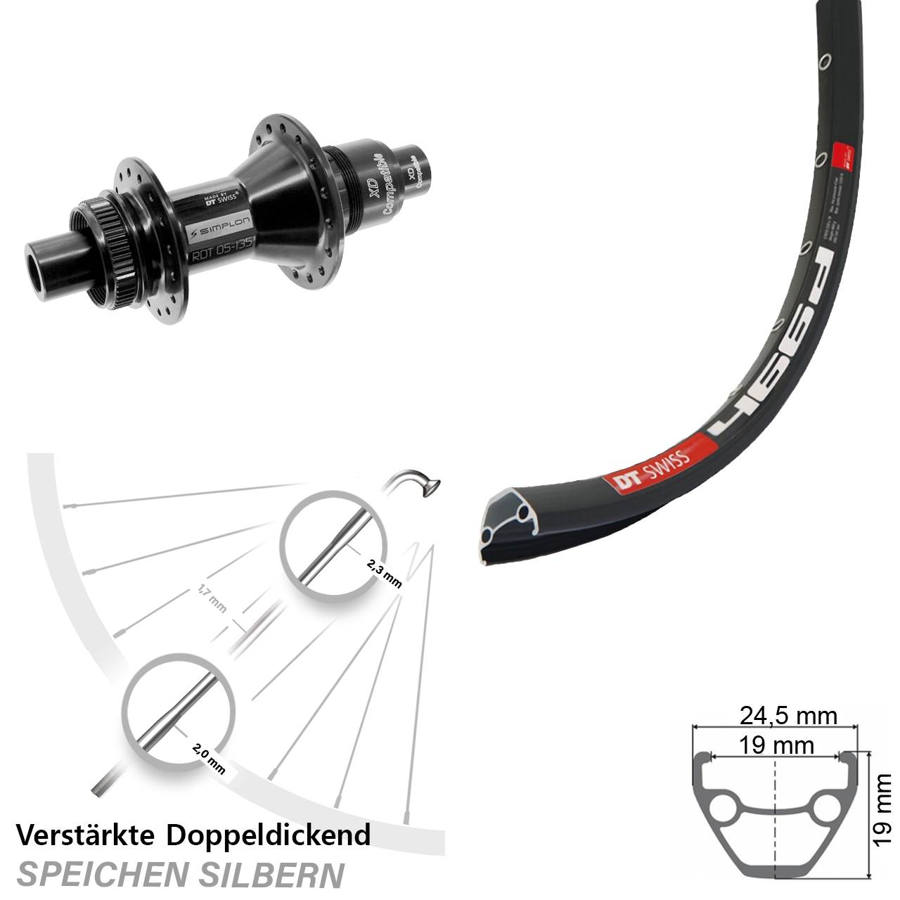 28 Zoll DT Swiss 466d DT Swiss 370 Centerlock Hinterrad 12x142 XD 11-12 fach