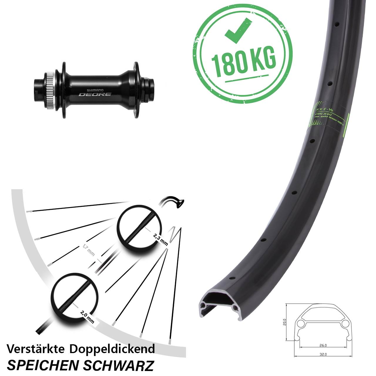 27,5 Zoll KX Evo Shimano Deore HB-M6010 Centerlock Vorderrad 15x110 Boost